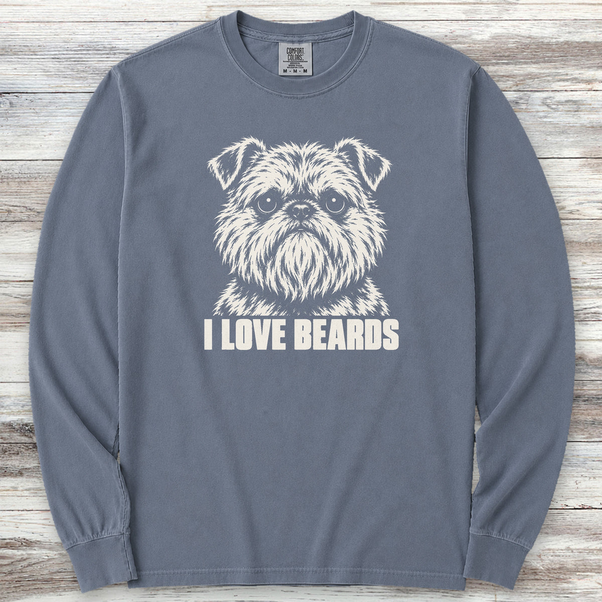 Brussels Griffon I Love Beards Long Sleeve Tee - Blue Jean