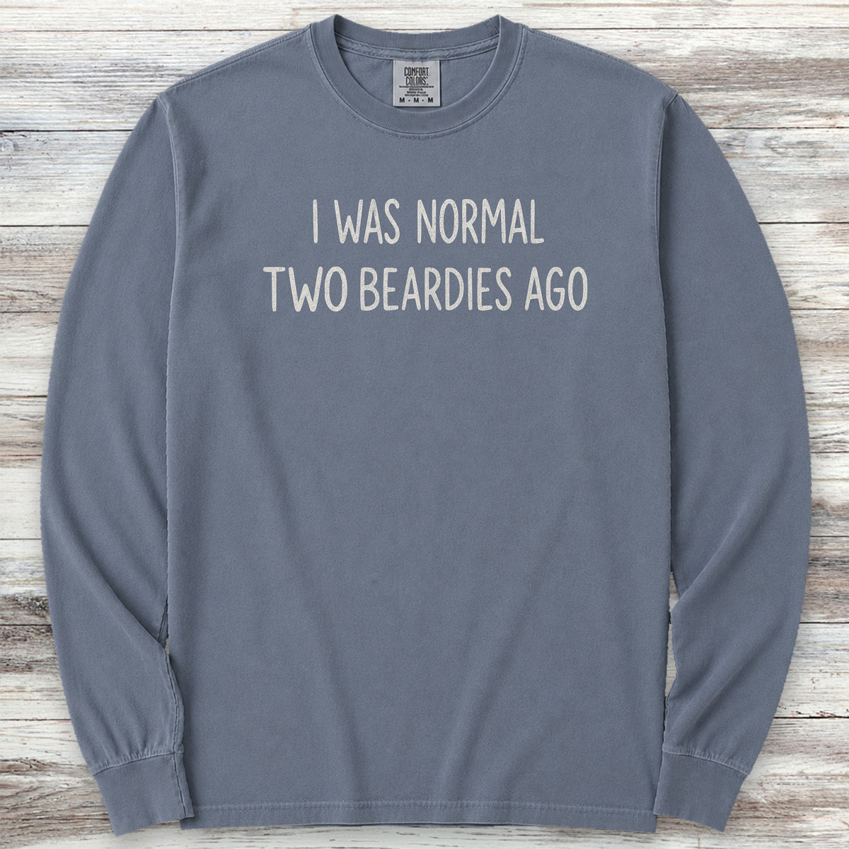 Bearded Collie Normal Long Sleeve Tee - Blue Jean