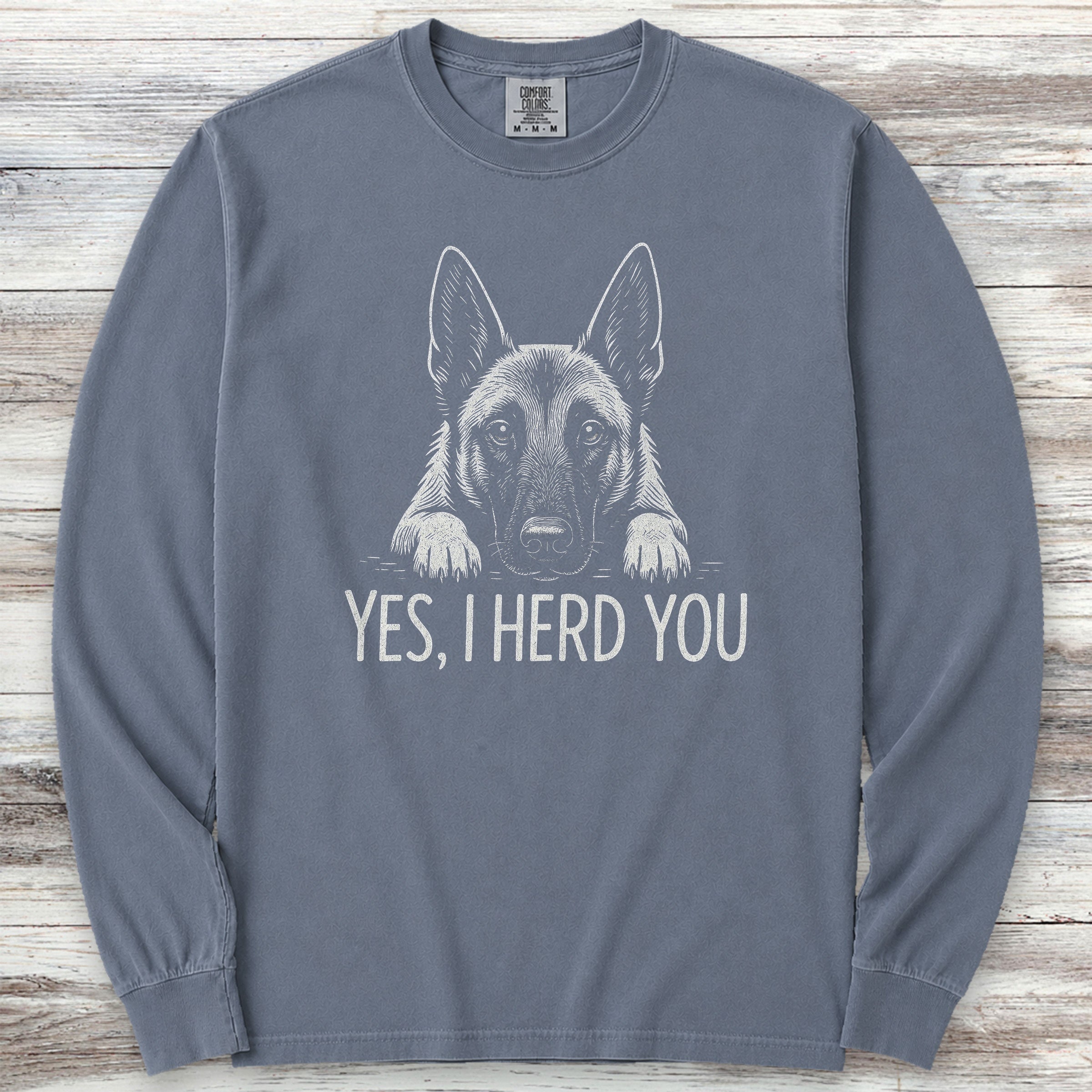 Belgian Malinois Herd You Long Sleeve Tee - Blue Jean