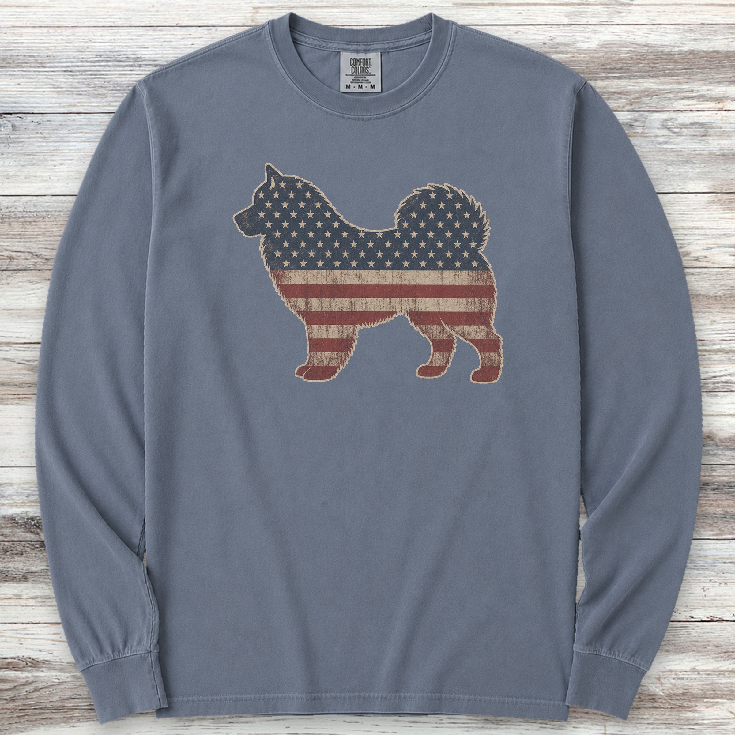 Alaskan Malamute Vintage USA Long Sleeve Tee - Blue Jean