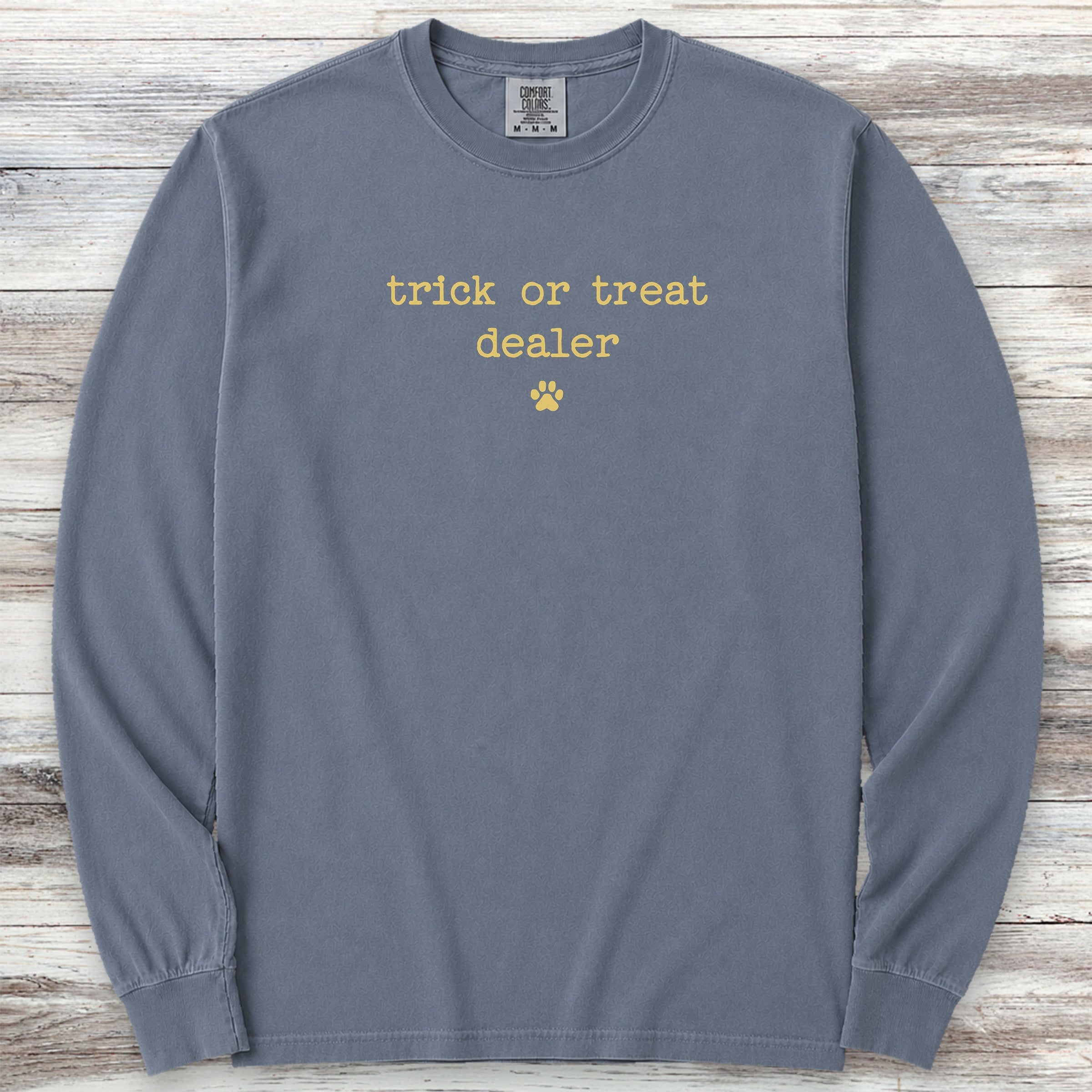 Vintage Trick or Treat Dealer Long Sleeve Tee - Blue Jean