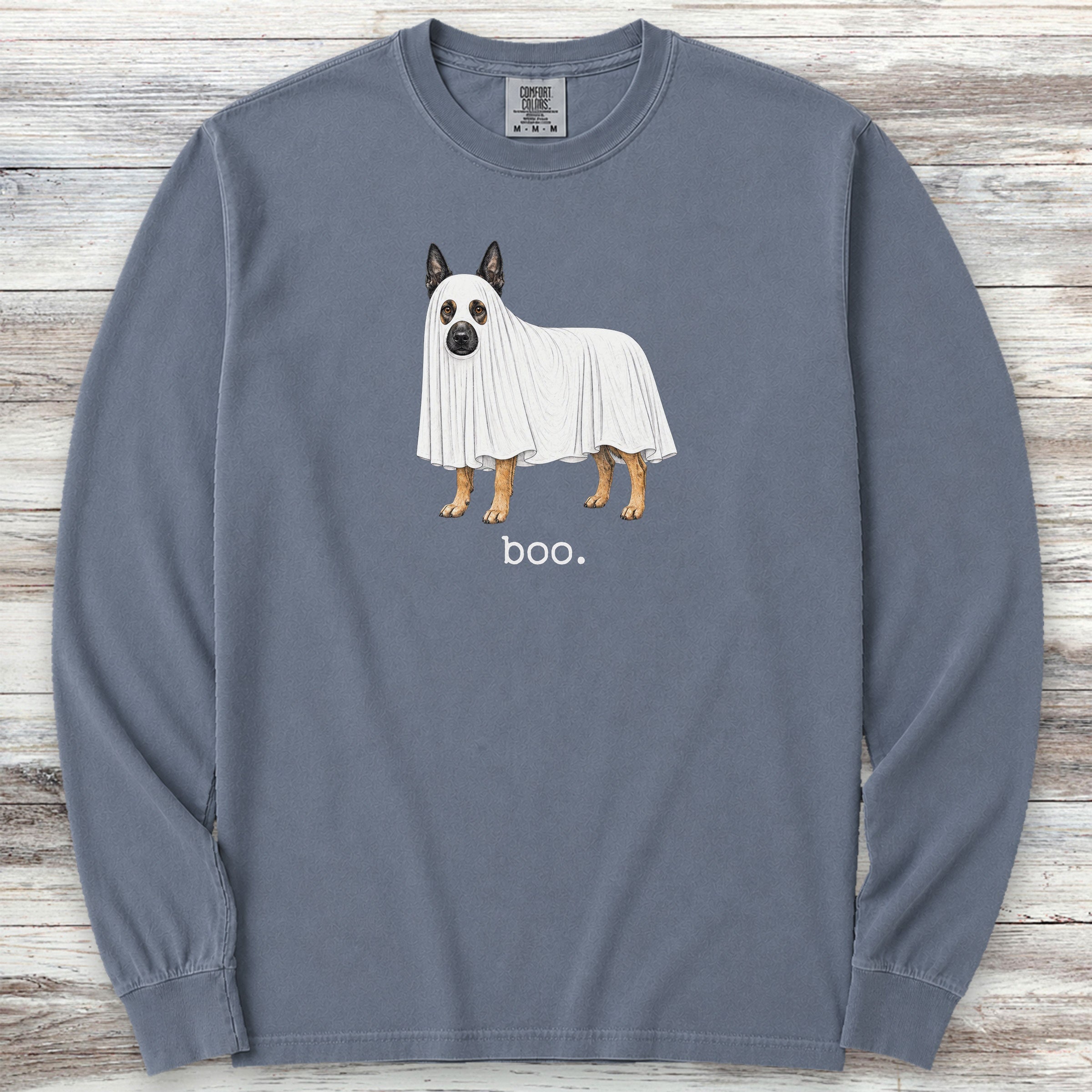 Belgian Malinois Boo Long Sleeve Tee - Blue Jean
