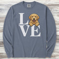 Golden Retriever Puppy Love Long Sleeve Tee - Blue Jean