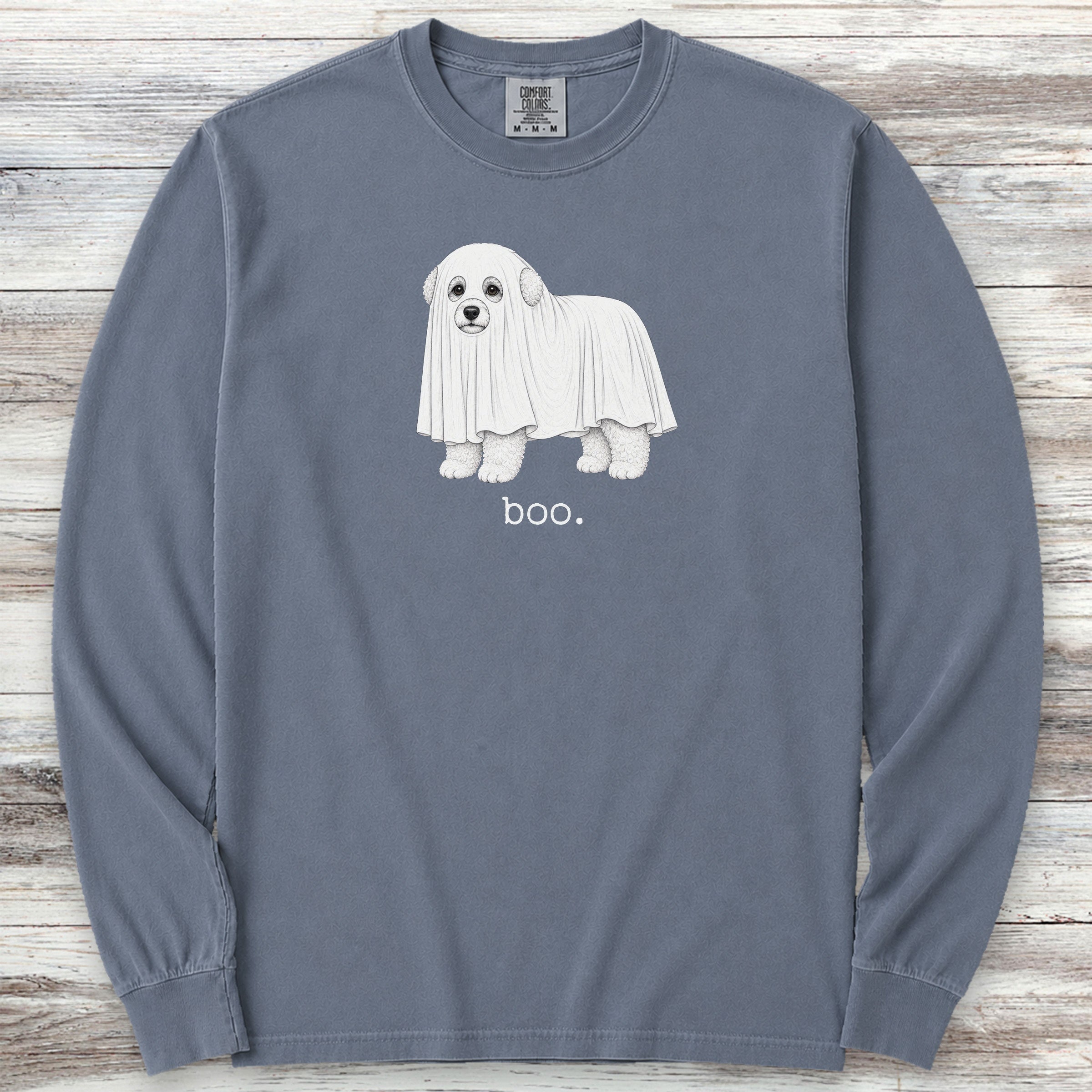 Bichon Frise Boo Long Sleeve Tee - Blue Jean