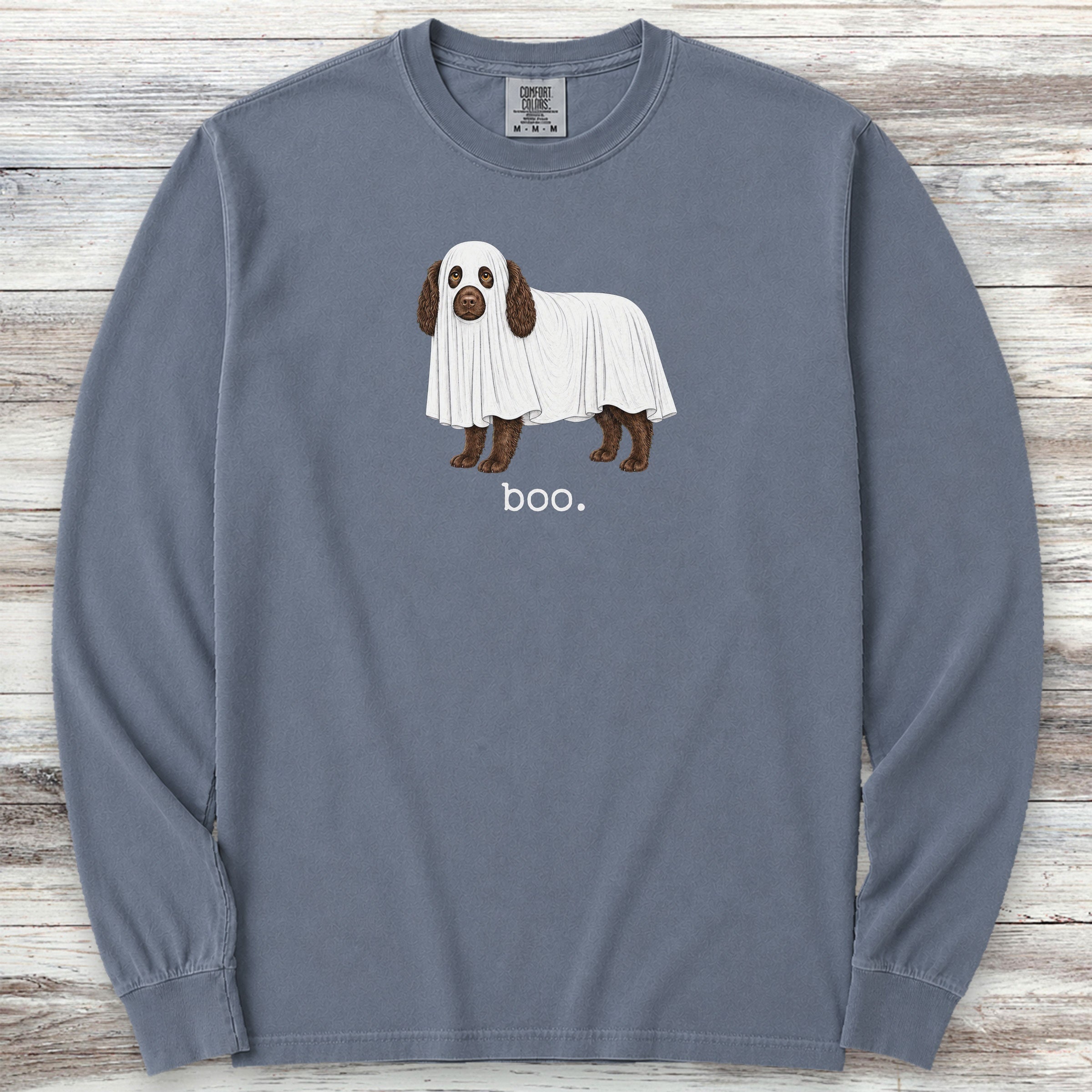 Boykin Spaniel Boo Long Sleeve Tee - Blue Jean