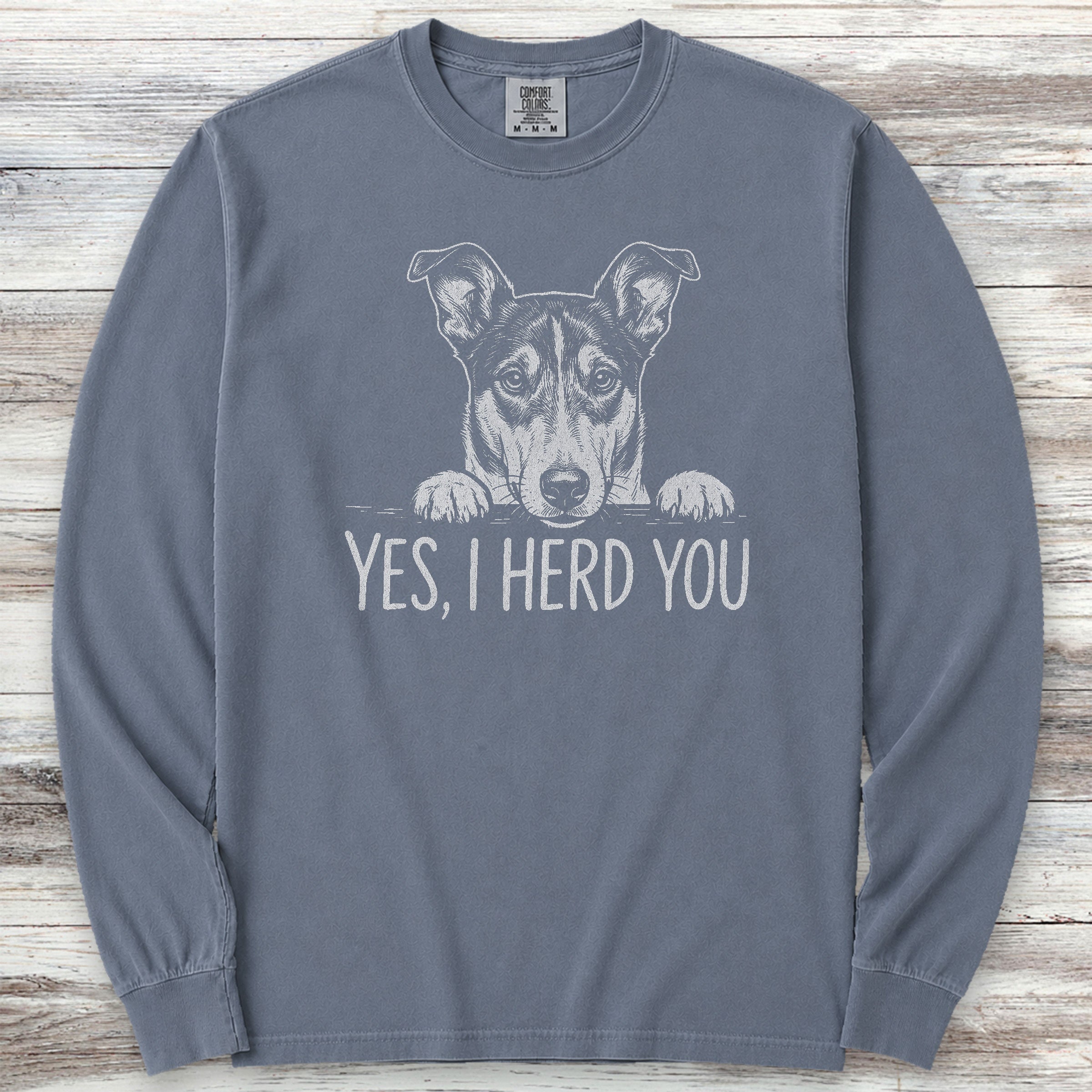 Smooth Collie Herd You Long Sleeve Tee - Blue Jean