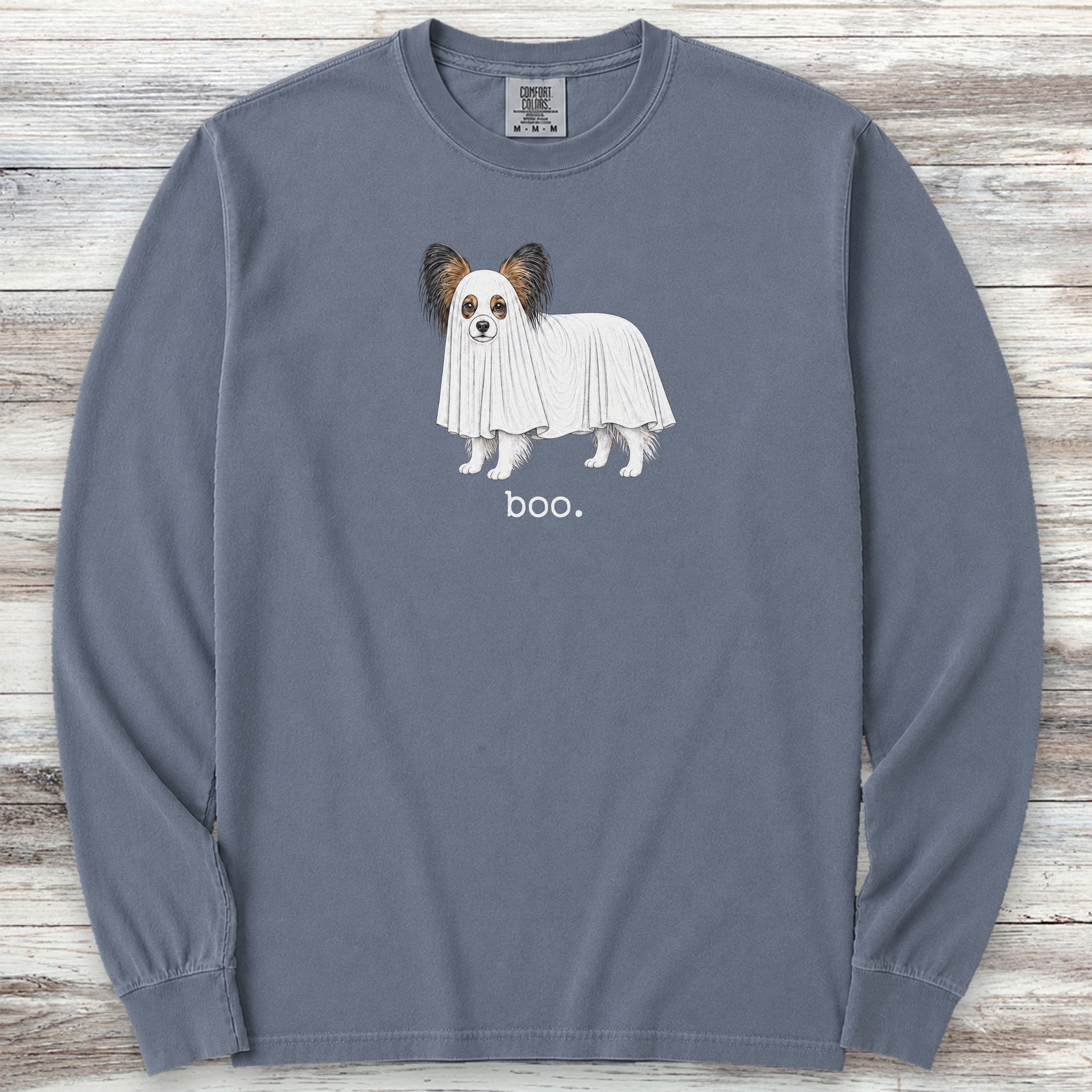 Papillon Boo Long Sleeve Tee - Blue Jean