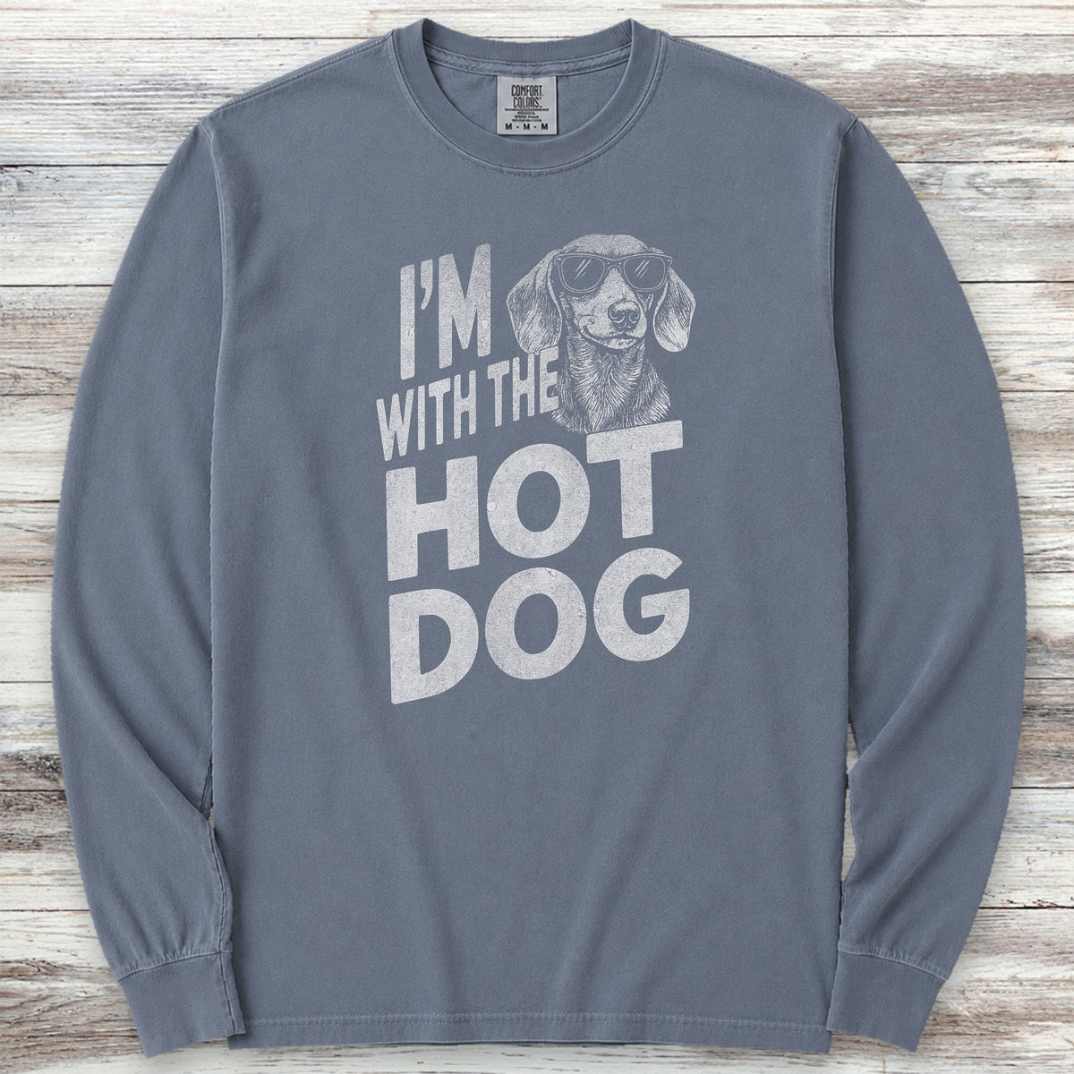 Dachshund Hot Dog Long Sleeve Tee - Blue Jean