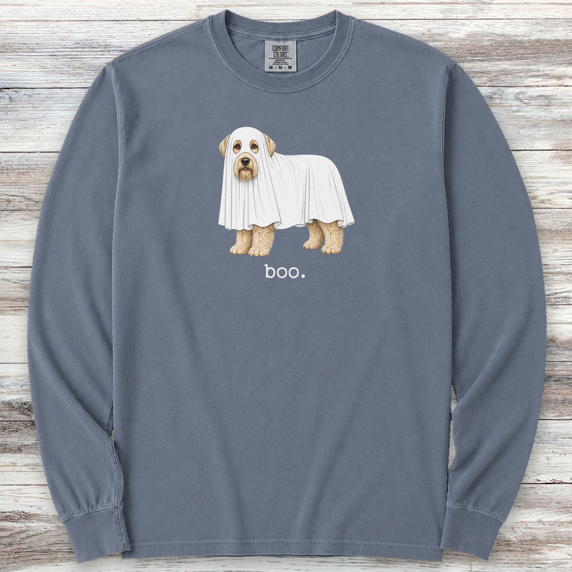 Soft Coated Wheaten Terrier Boo Long Sleeve Tee - Blue Jean