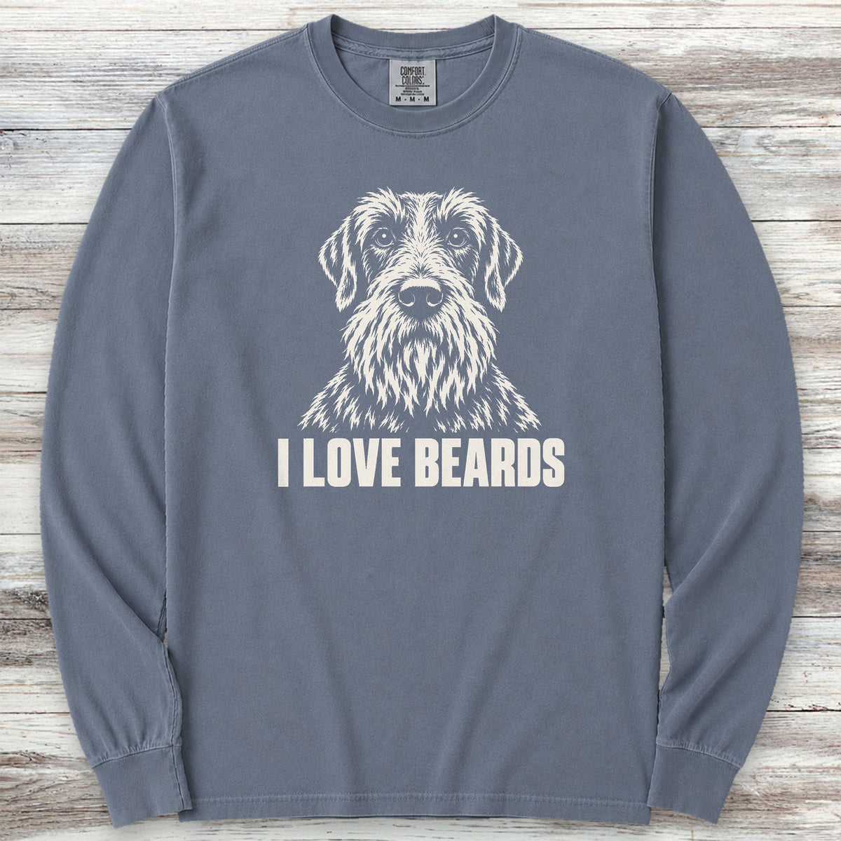Wirehaired Pointing Griffon I Love Beards Long Sleeve Tee - Blue Jean
