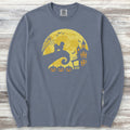 Maltipoo Halloween Moon Long Sleeve Tee - Blue Jean