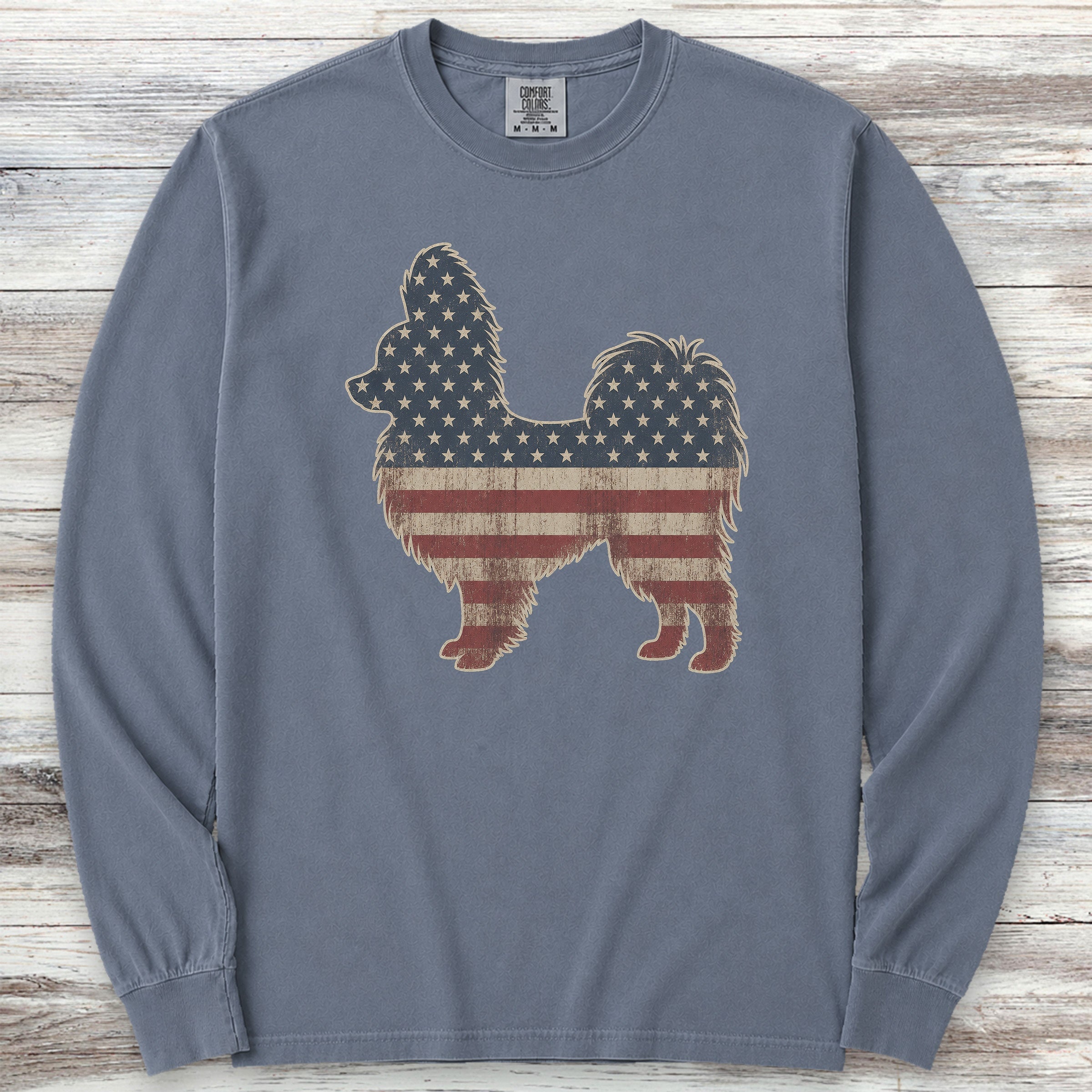 Papillon Vintage USA Long Sleeve Tee - Blue Jean