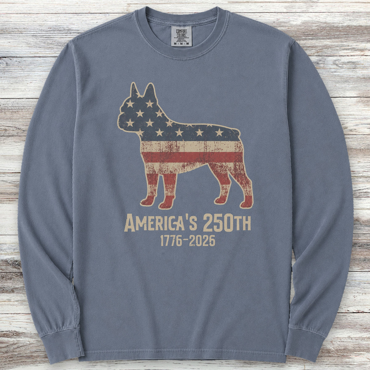 Boston Terrier 250 Long Sleeve Tee - Blue Jean