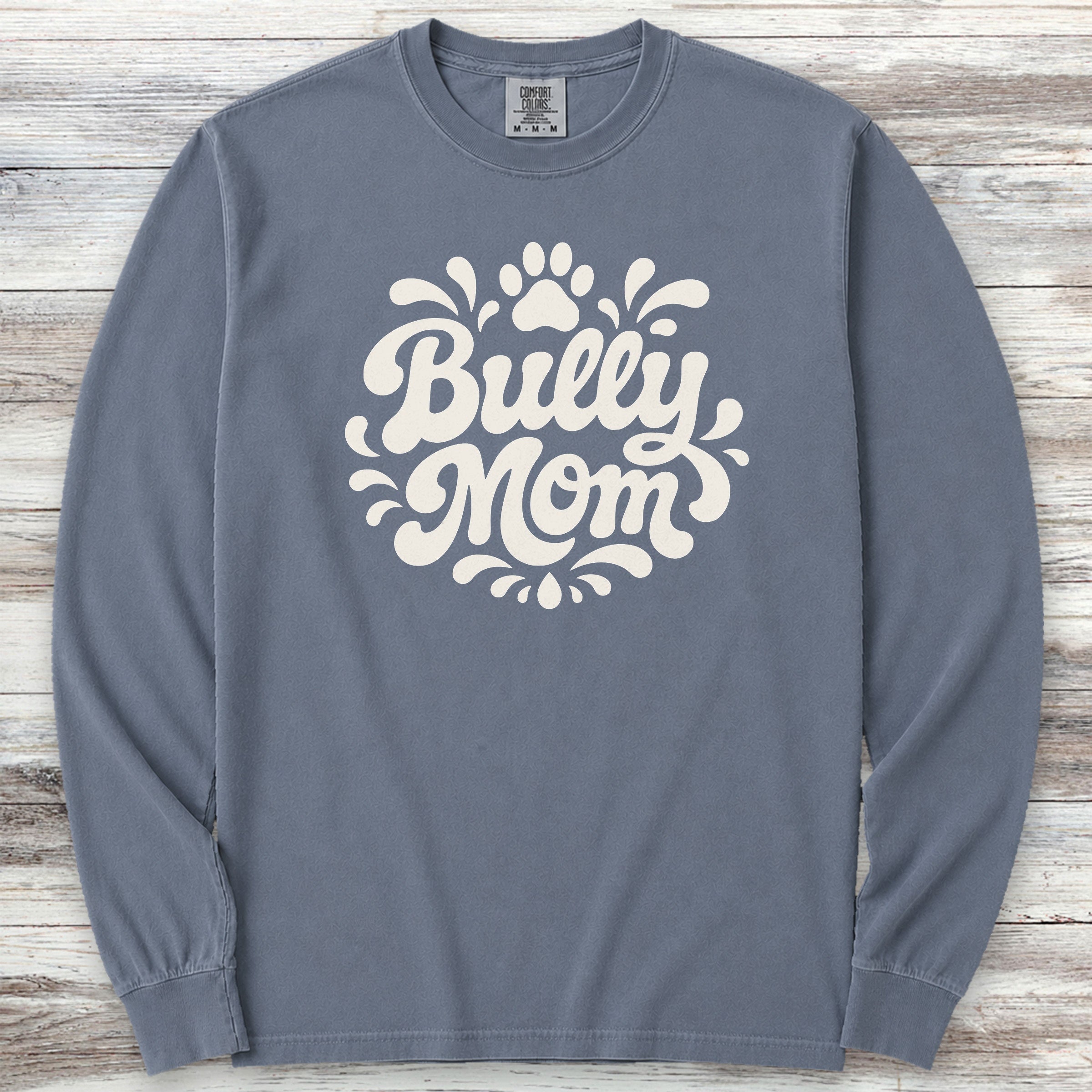 American Bully Groovy Mom Long Sleeve Tee - Blue Jean