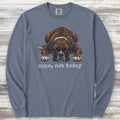 Boxer Brindle Nope Long Sleeve Tee - Blue Jean