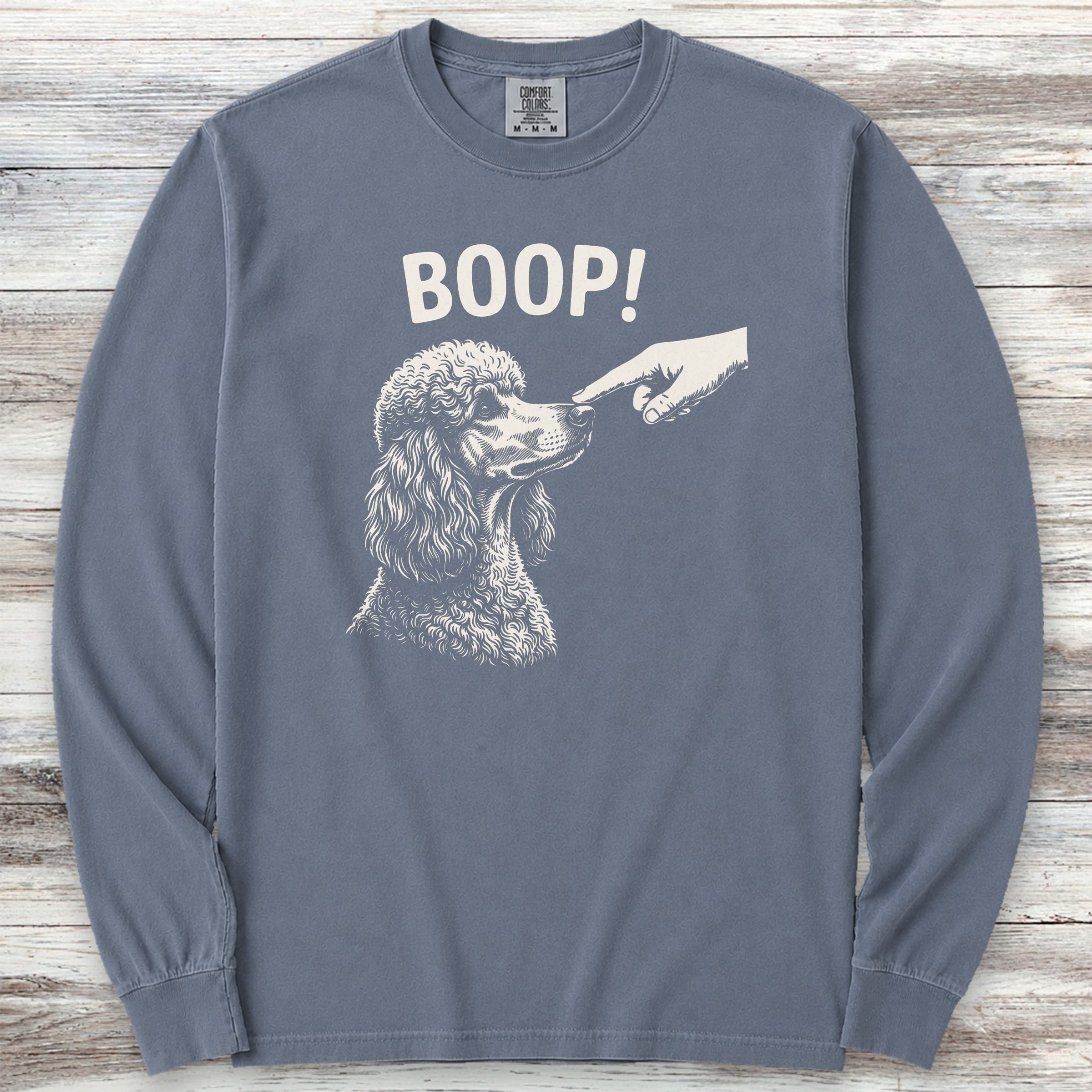 Poodle BOOP! Long Sleeve Tee - Blue Jean