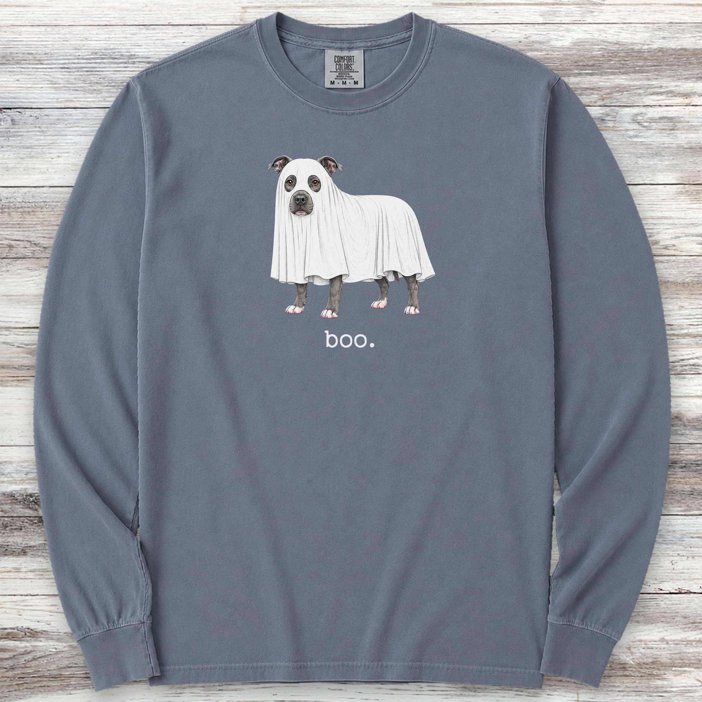 Pit Bull Boo Long Sleeve Tee - Blue Jean