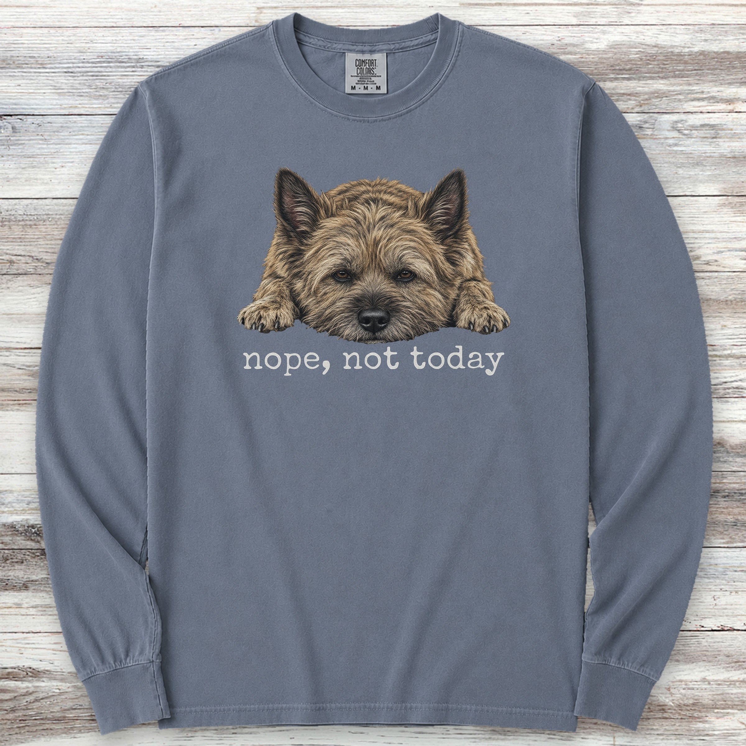 Cairn Terrier Nope Long Sleeve Tee - Blue Jean
