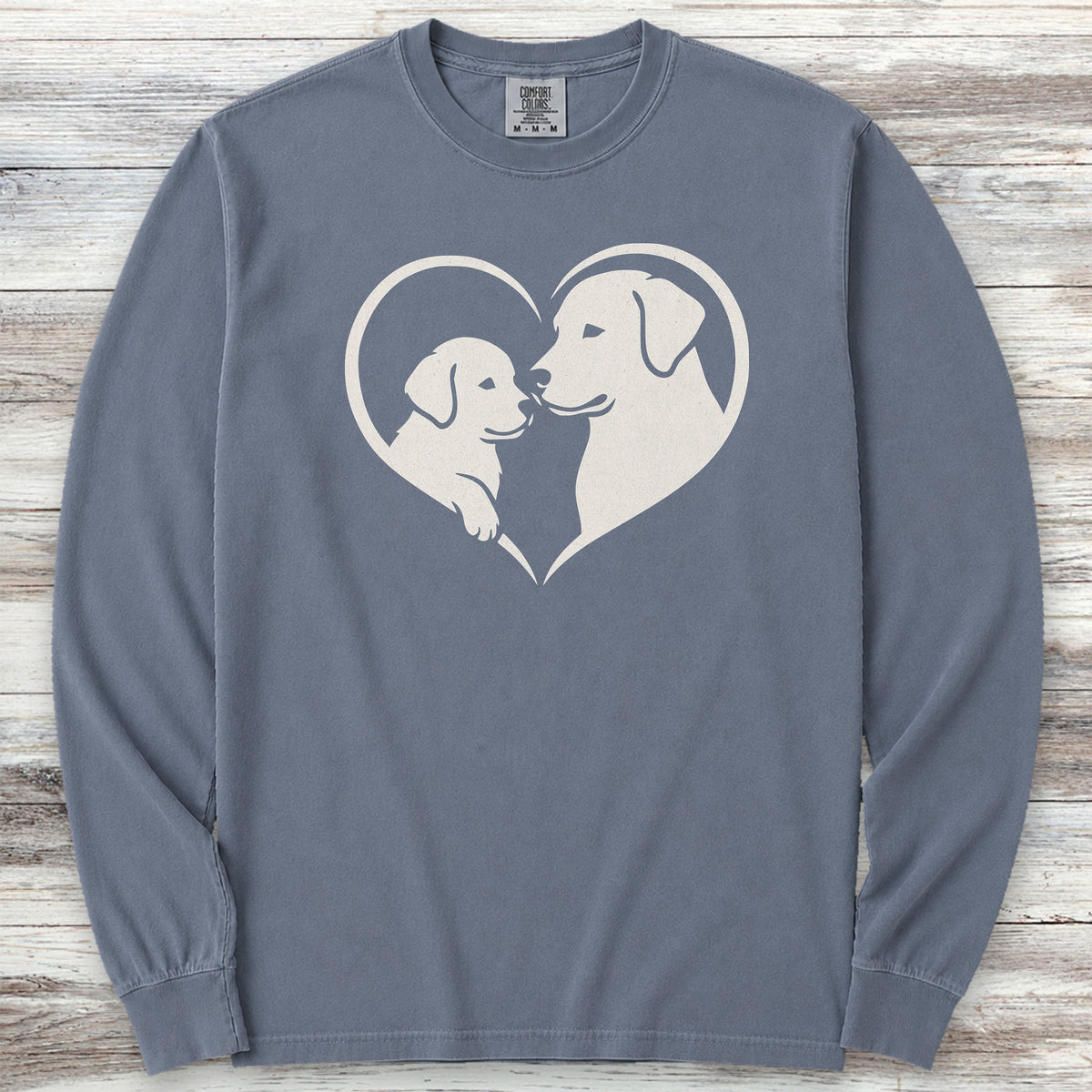 Labrador Retriever Heart Bond Long Sleeve Tee - Blue Jean