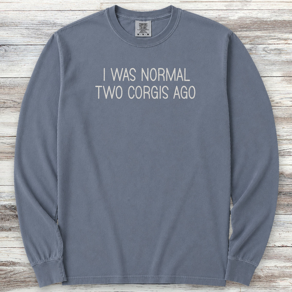 Corgi Normal Long Sleeve Tee - Blue Jean