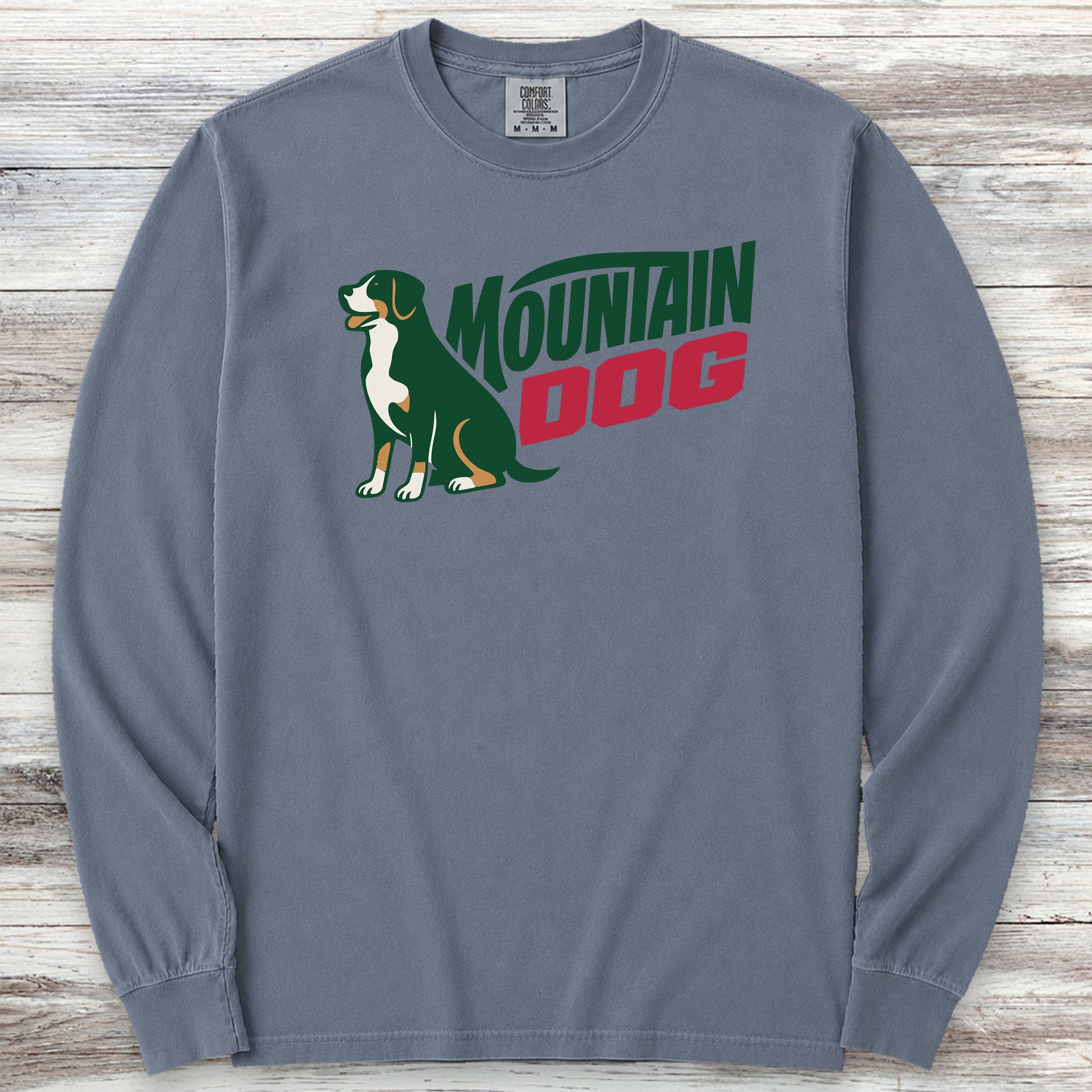 Swiss Mountain Dog Long Sleeve Tee - Blue Jean