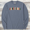 Cane Corso Holiday Faux Patchwork Long Sleeve Tee - Blue Jean