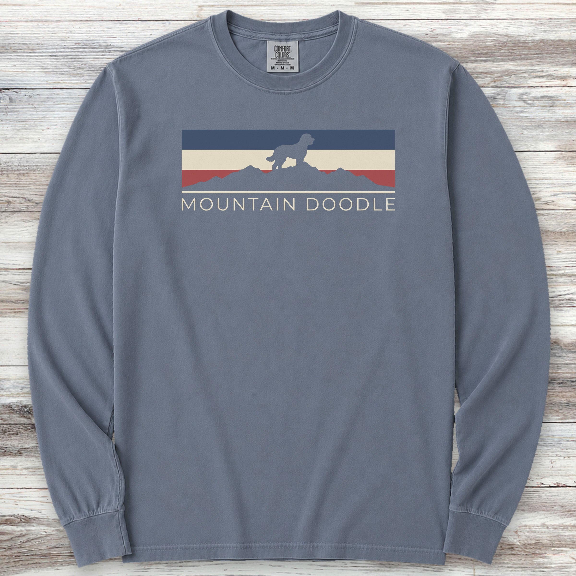 Bernedoodle USA Sunset Long Sleeve Tee - Blue Jean