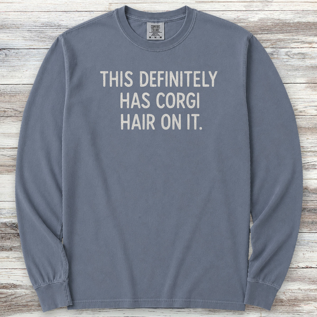 Corgi Hair Long Sleeve Tee - Blue Jean