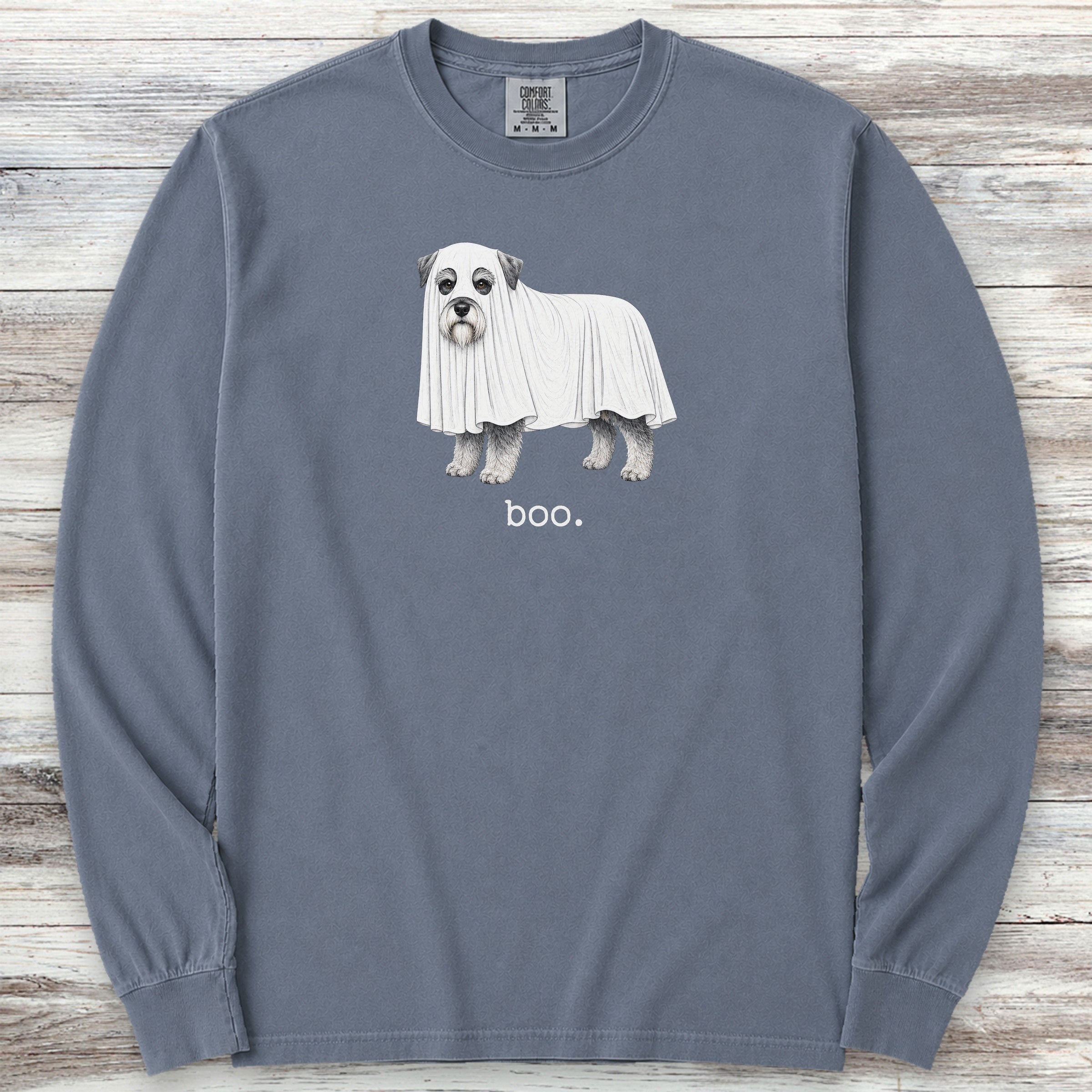 Miniature Schnauzer Boo Long Sleeve Tee - Blue Jean