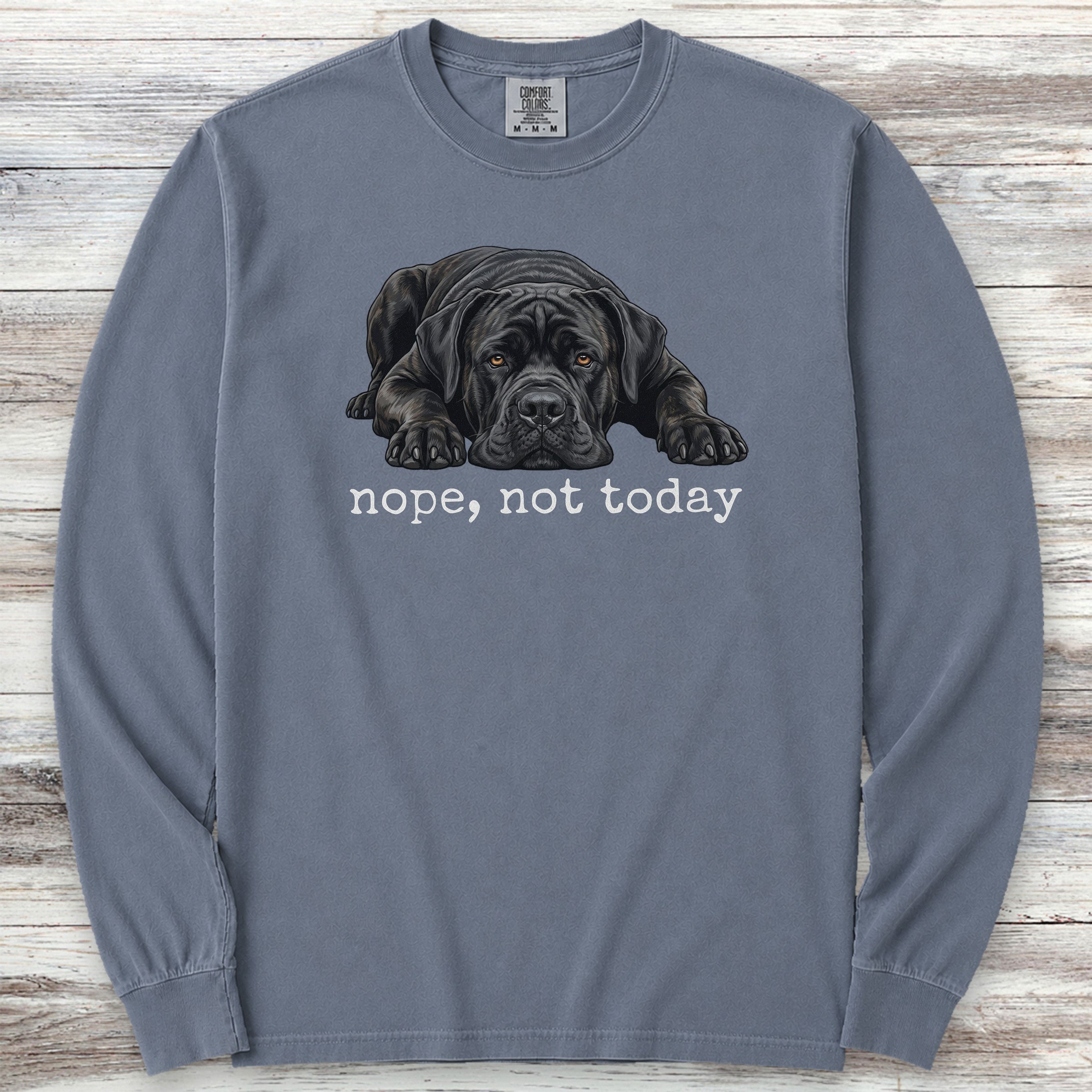 Cane Corso Nope Long Sleeve Tee - Blue Jean