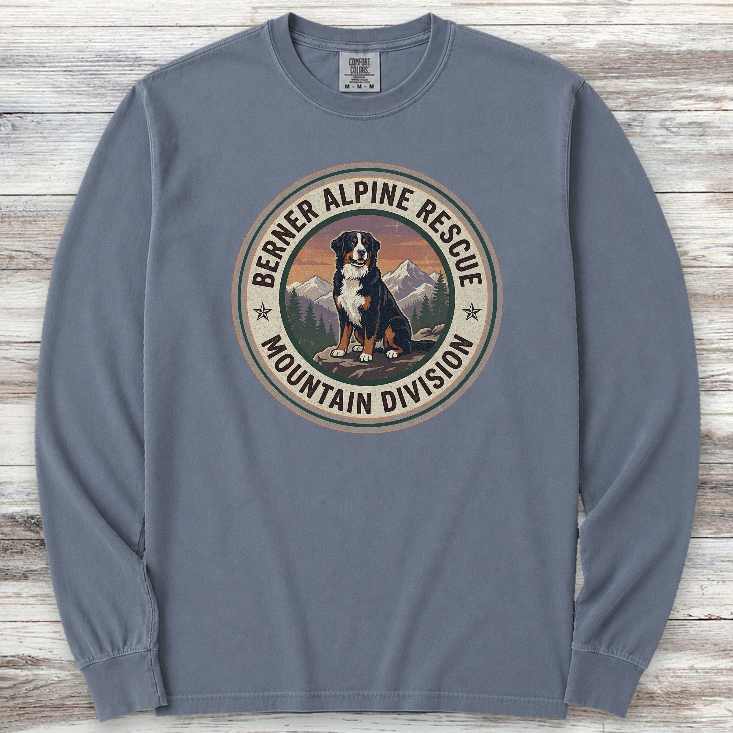 Bernese Mountain Dog Rescue Long Sleeve Tee - Blue Jean