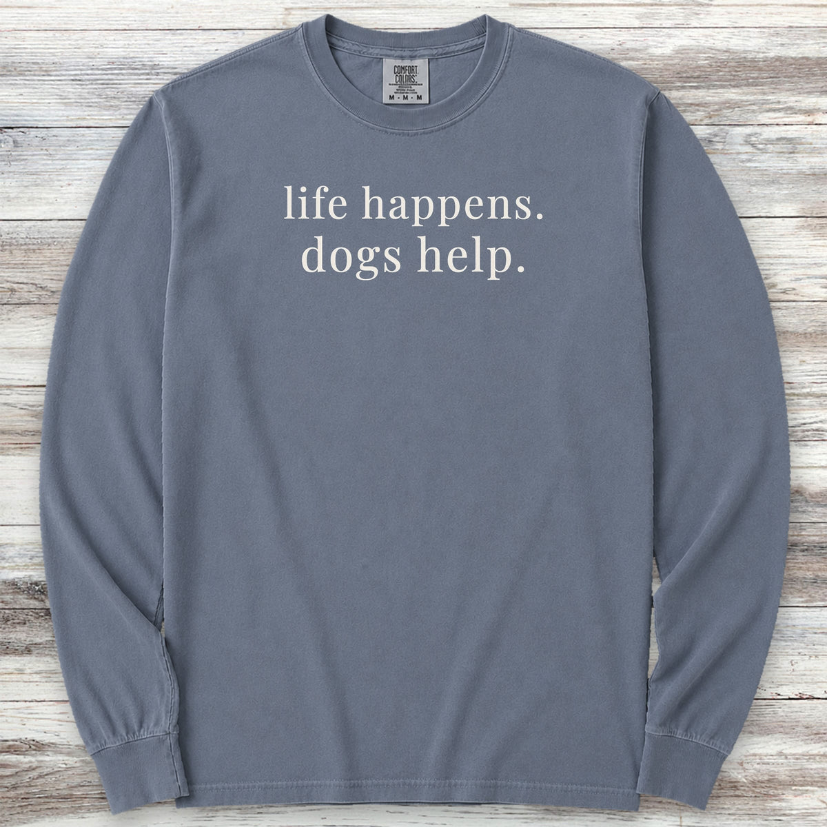 Dogs Help Long Sleeve Tee - Blue Jean