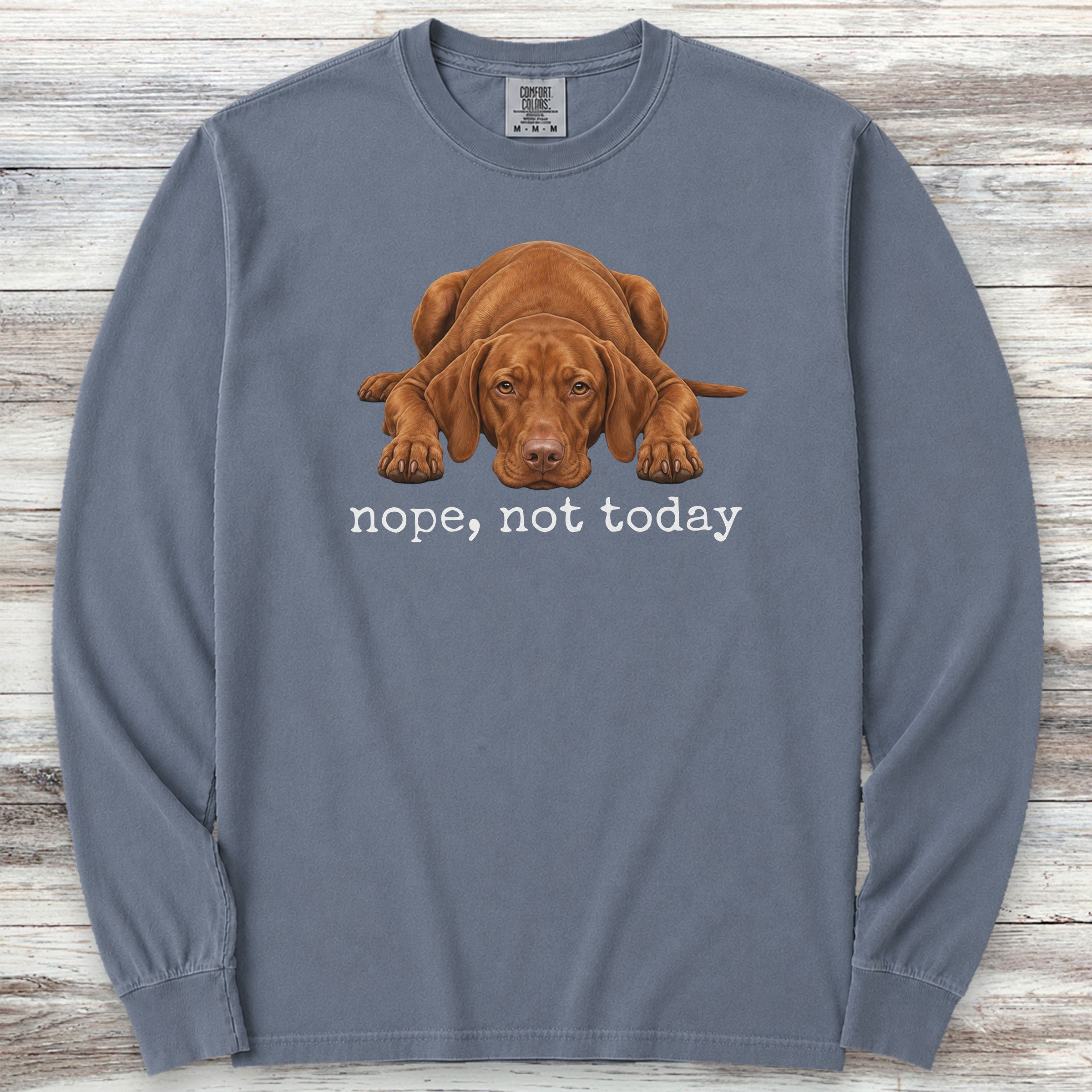 Vizsla Nope Long Sleeve Tee - Blue Jean