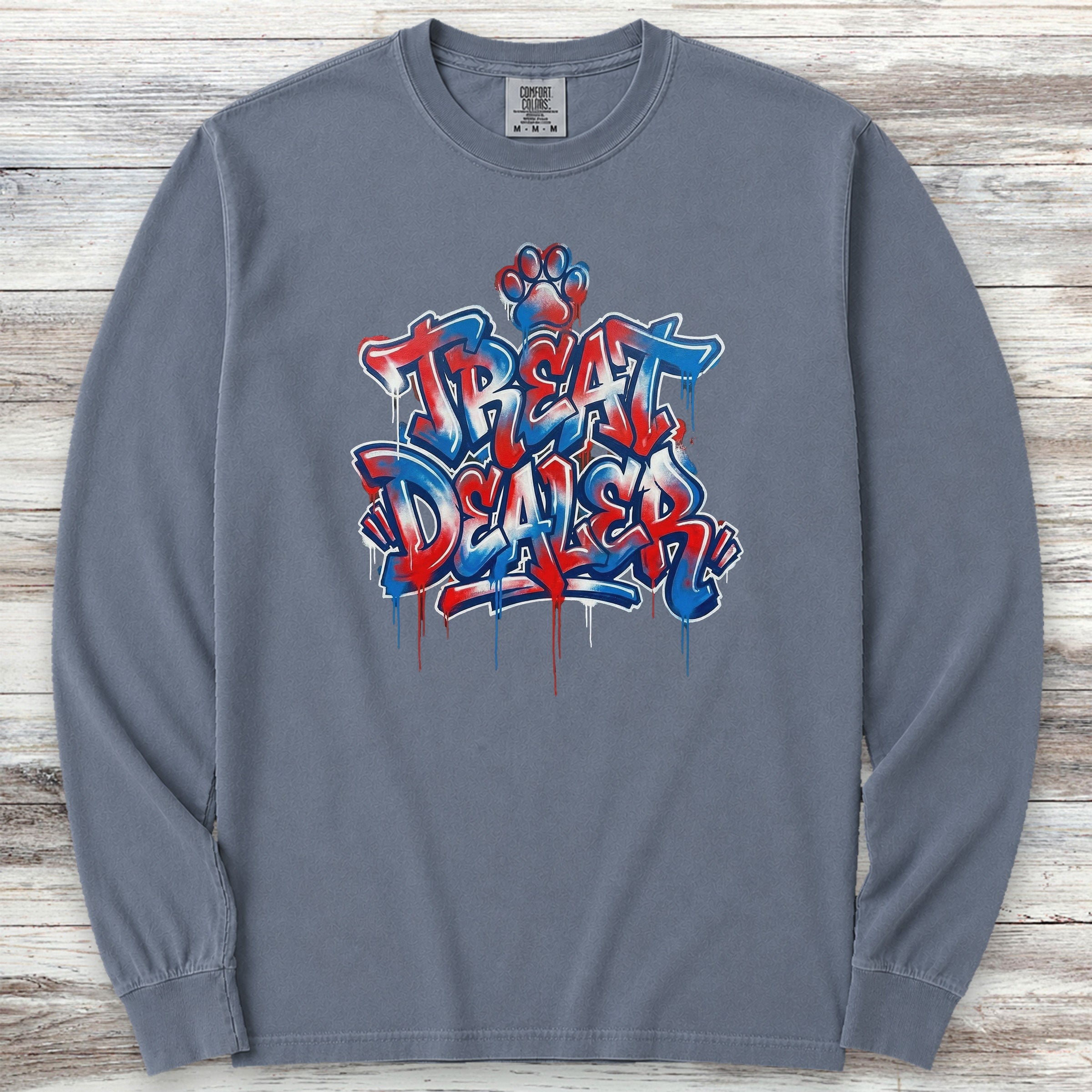 Treat Dealer American Grafitti Long Sleeve Tee - Blue Jean