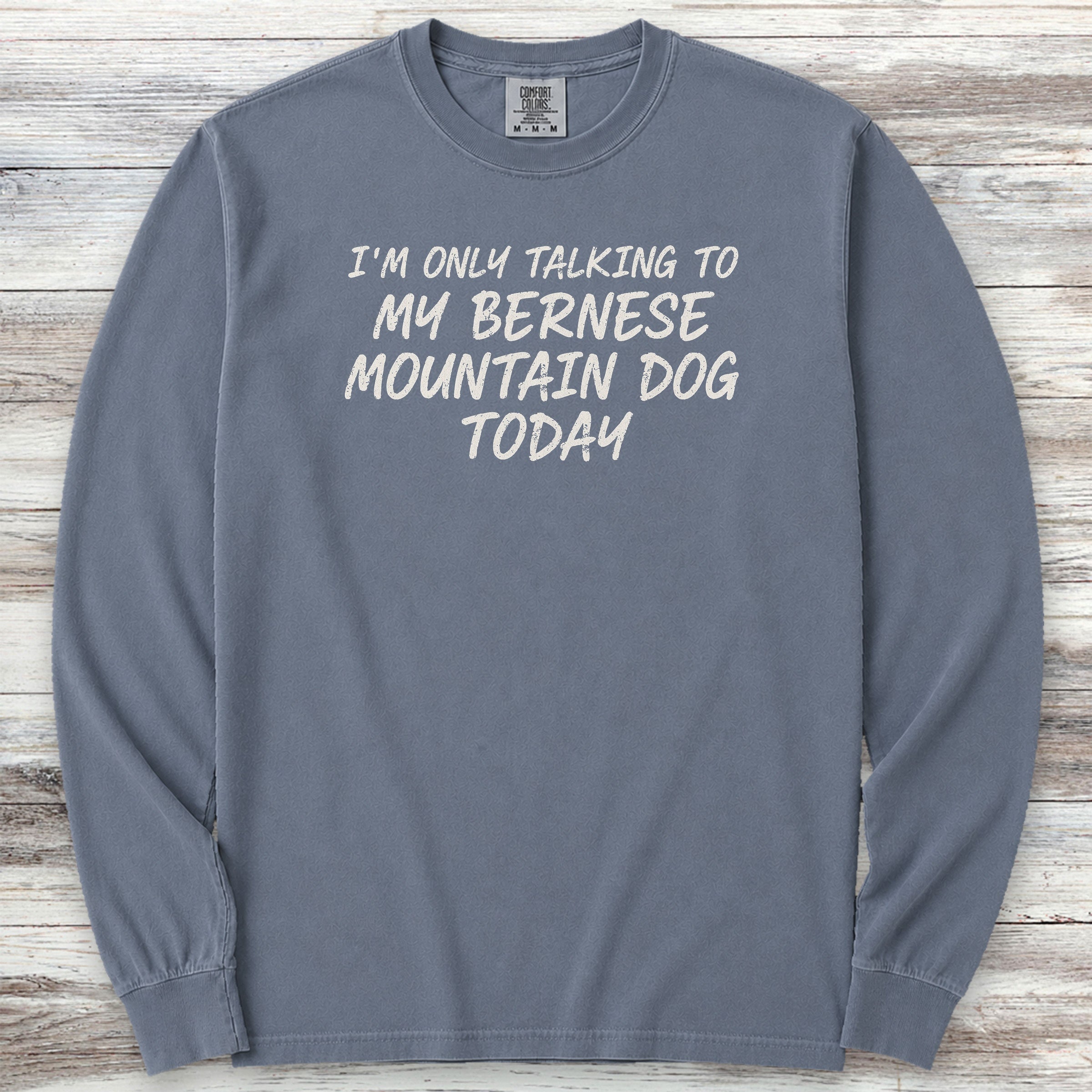 Bernese Mountain Dog Talk Long Sleeve Tee - Blue Jean