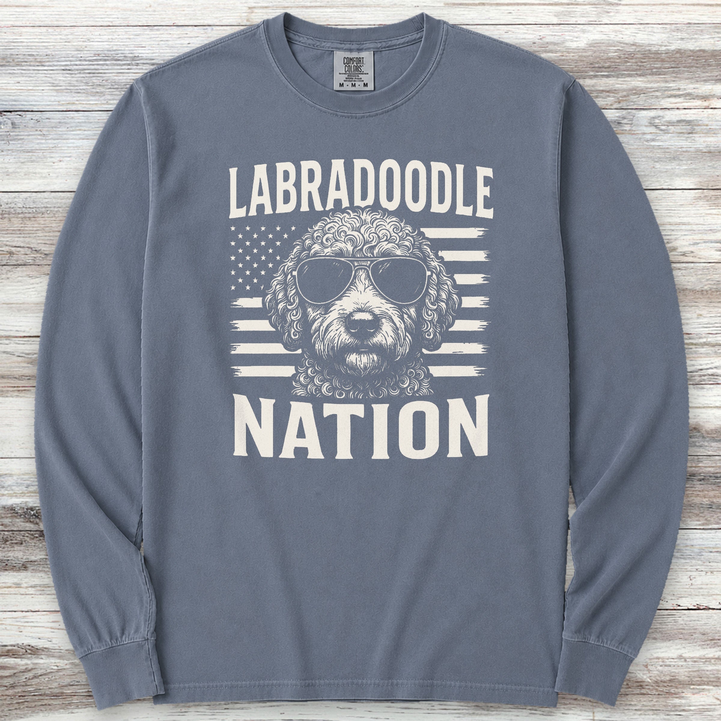 Labradoodle Nation Long Sleeve Tee - Blue Jean