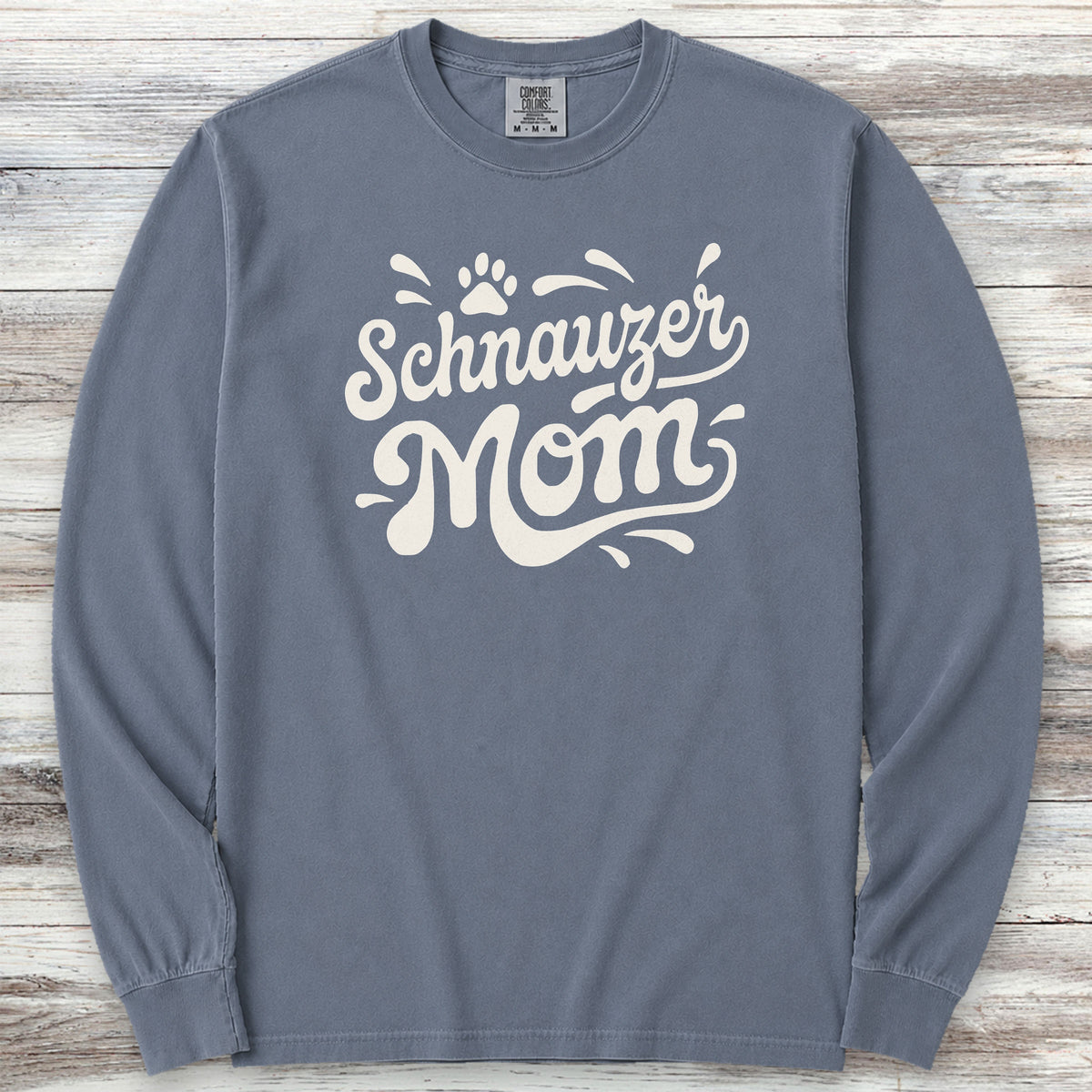 Schnauzer Groovy Mom Long Sleeve Tee - Blue Jean