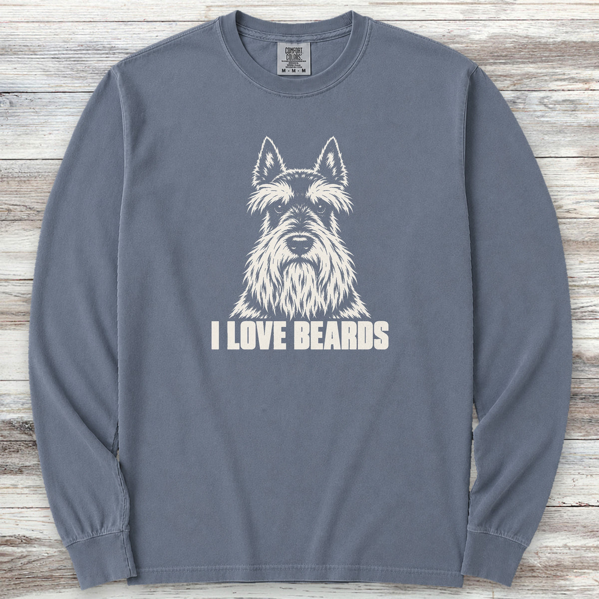 Scottish Terrier I Love Beards Long Sleeve Tee - Blue Jean