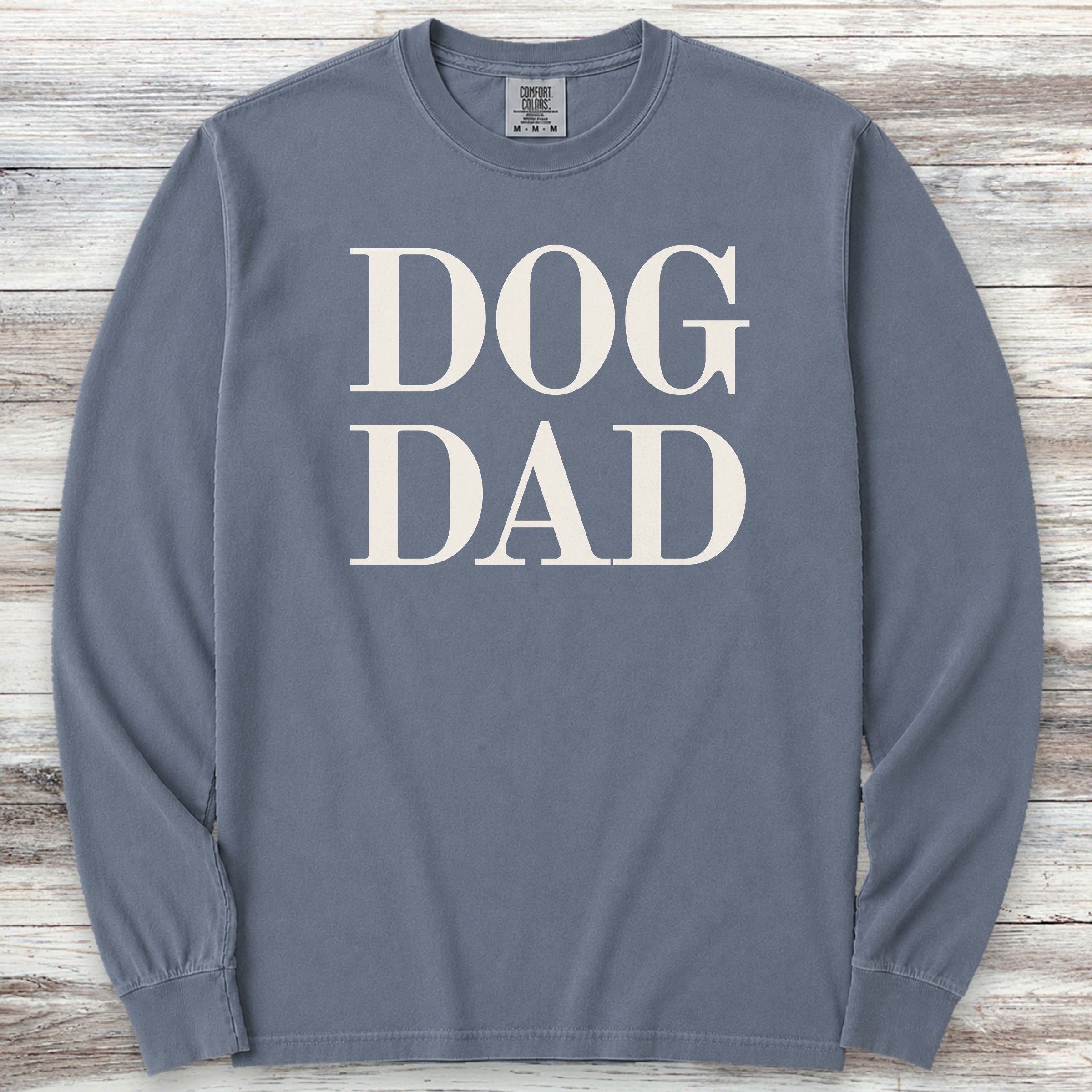 Dog Dad Bold Long Sleeve Tee - Blue Jean