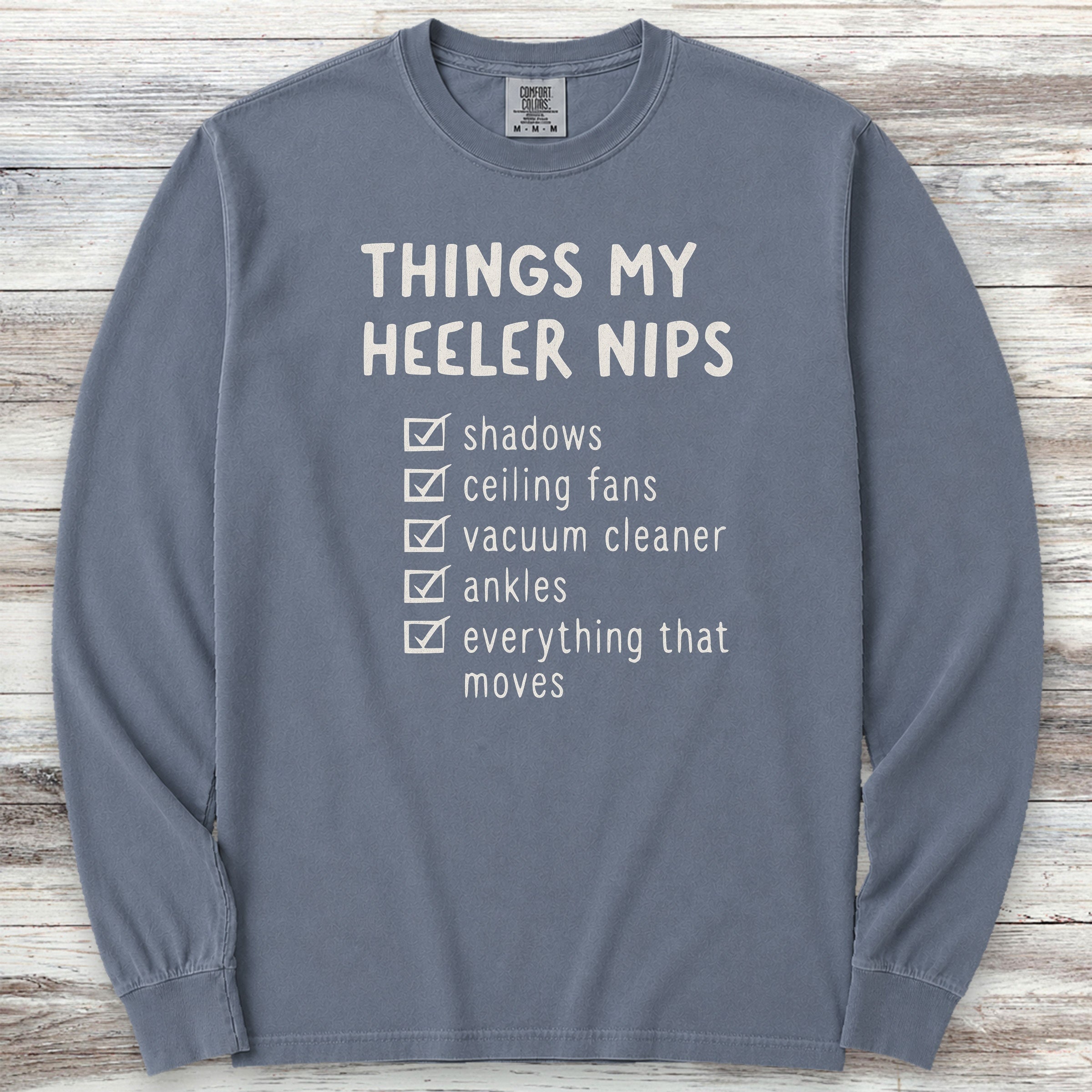 Australian Cattle Dog Nip List Long Sleeve Tee - Blue Jean