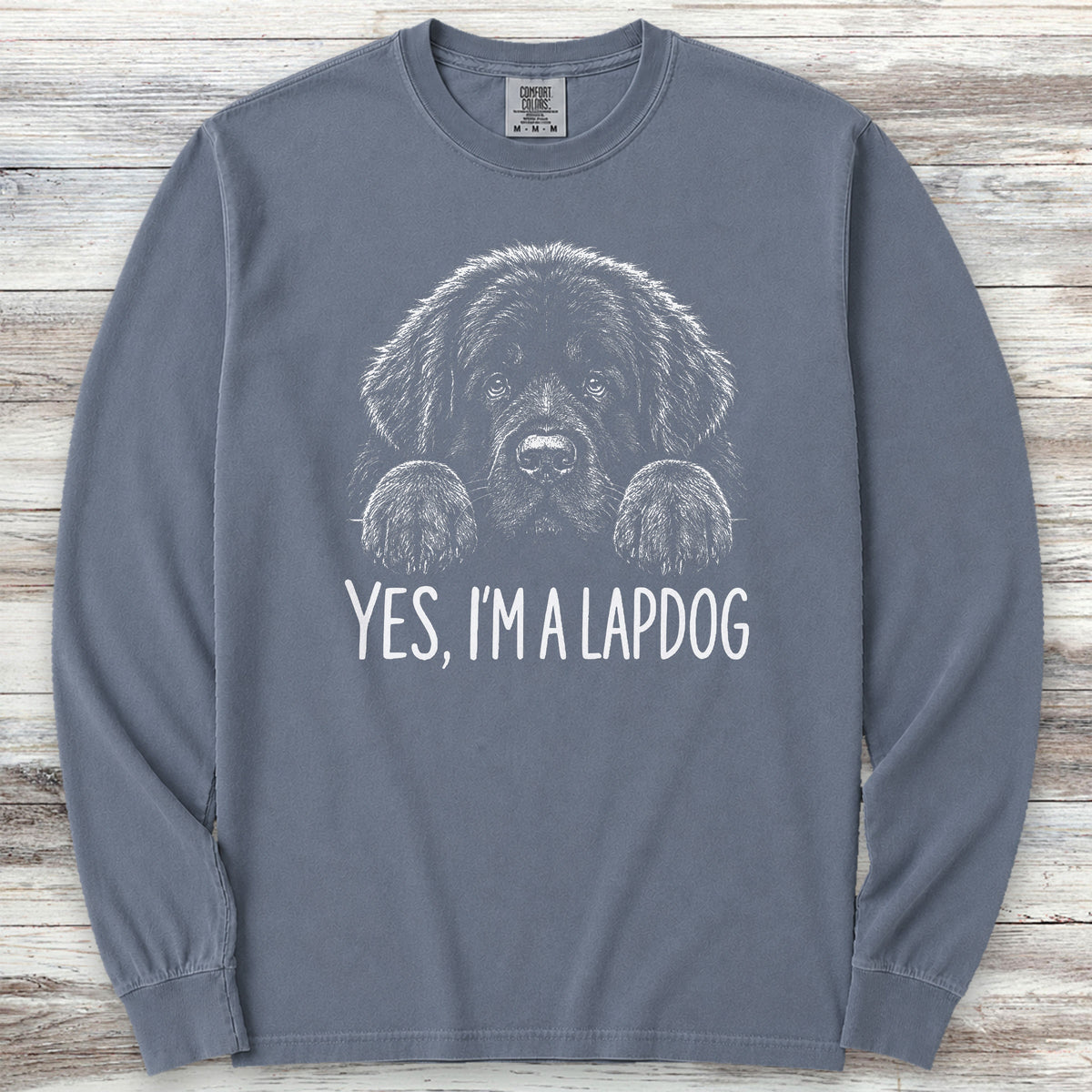 Newfoundland Lap Dog Long Sleeve Tee - Blue Jean