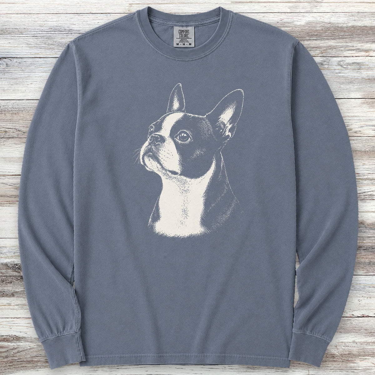 Boston Terrier Loyalty Long Sleeve Tee - Blue Jean