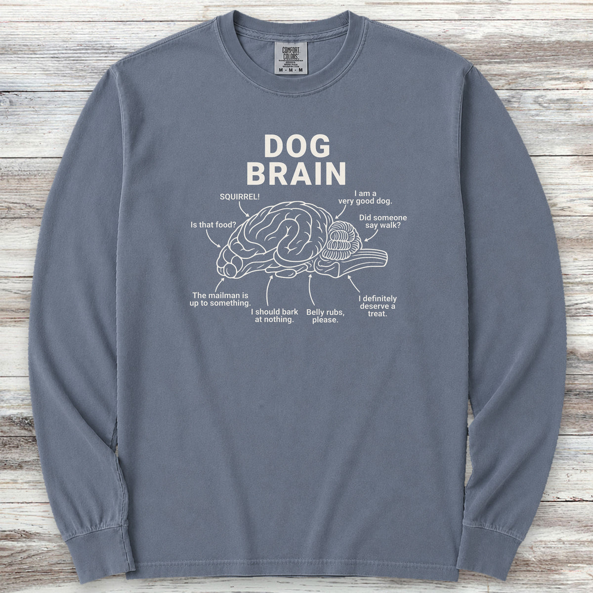 Dog Brain Long Sleeve Tee - Blue Jean