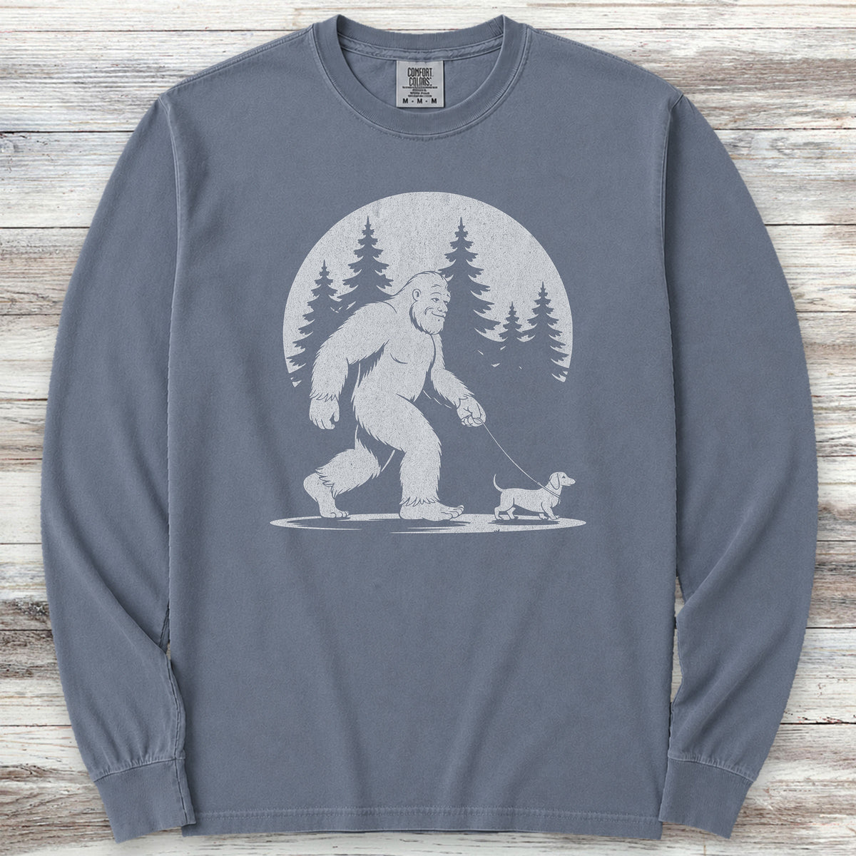 Dachshund Bigfoot Long Sleeve Tee - Blue Jean