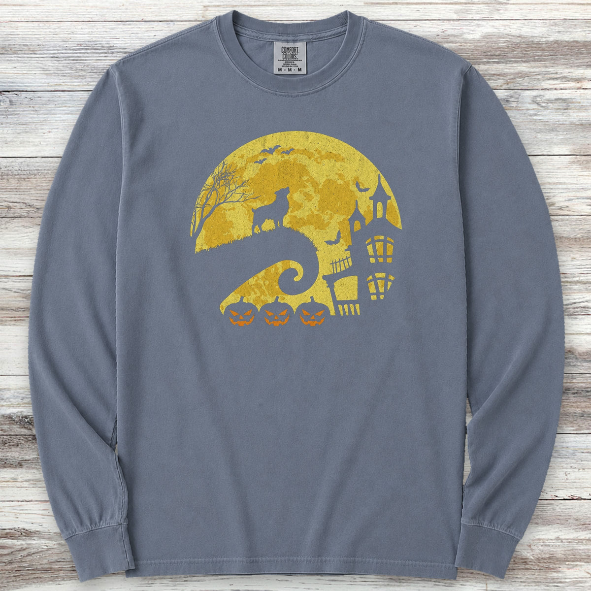 American Shepherd Halloween Moon Long Sleeve Tee - Blue Jean