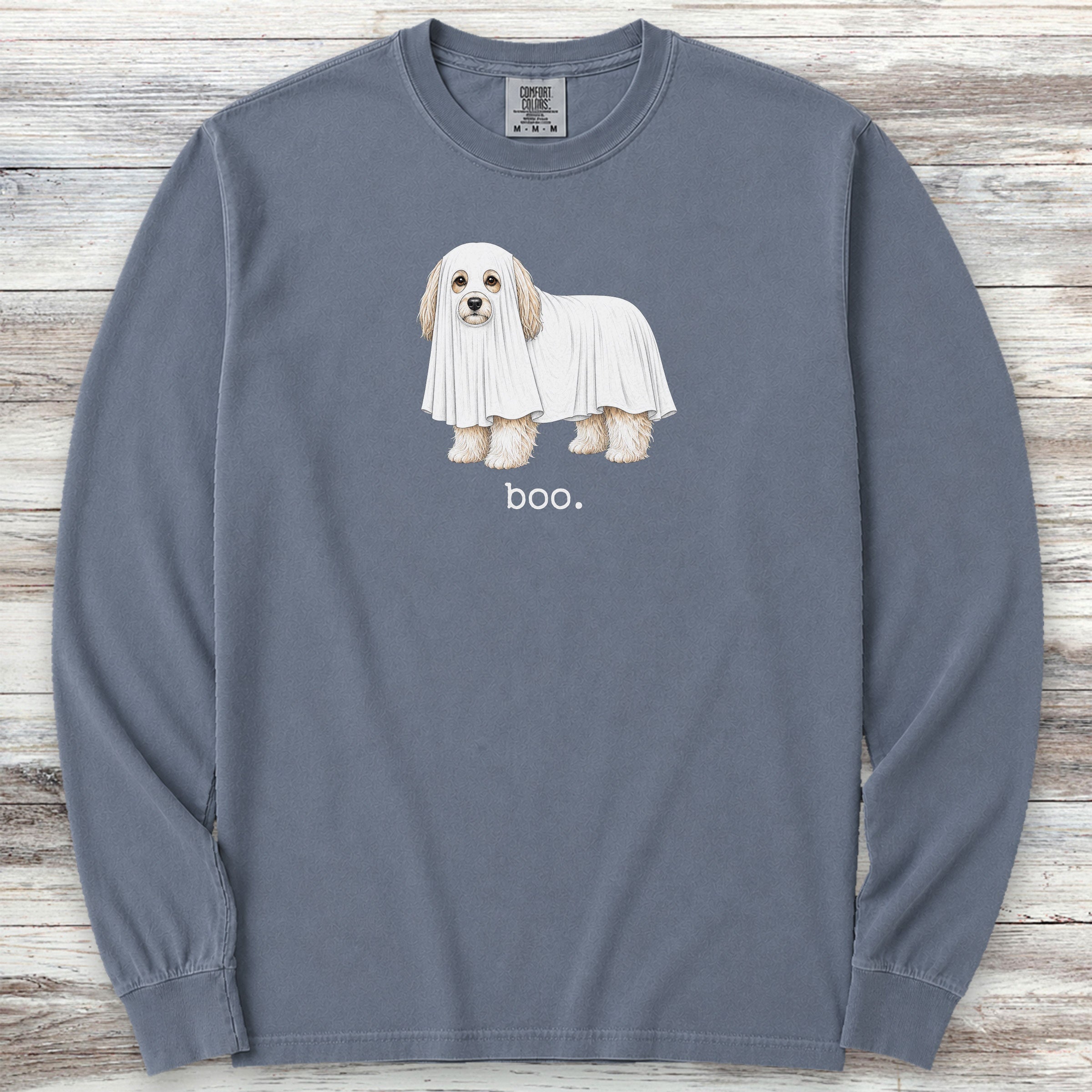 Havanese Boo Long Sleeve Tee - Blue Jean
