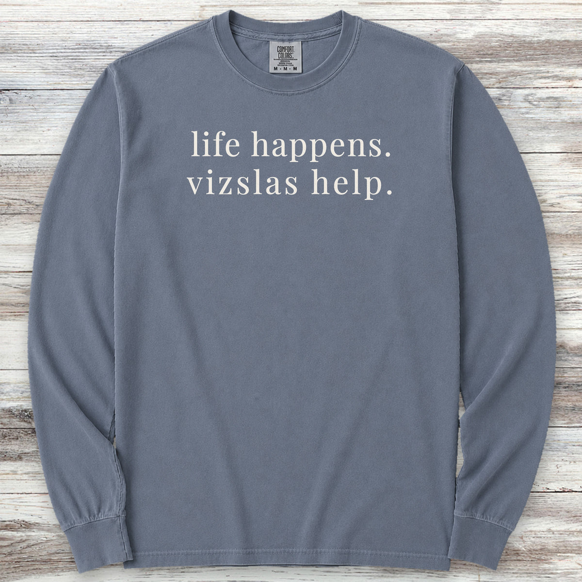 Vizsla Help Long Sleeve Tee - Blue Jean