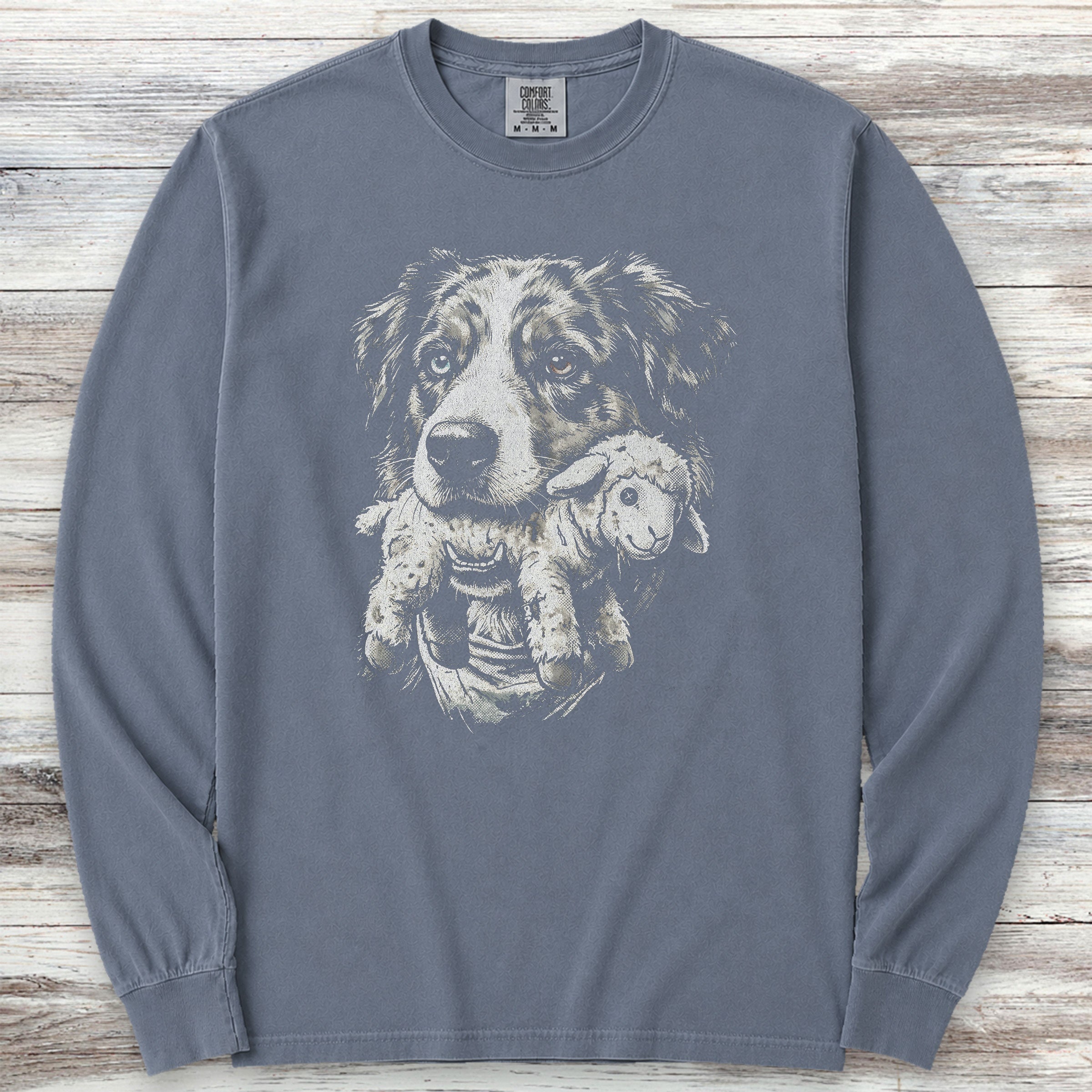 Australian Shepherd Favorite Toy Long Sleeve Tee - Blue Jean
