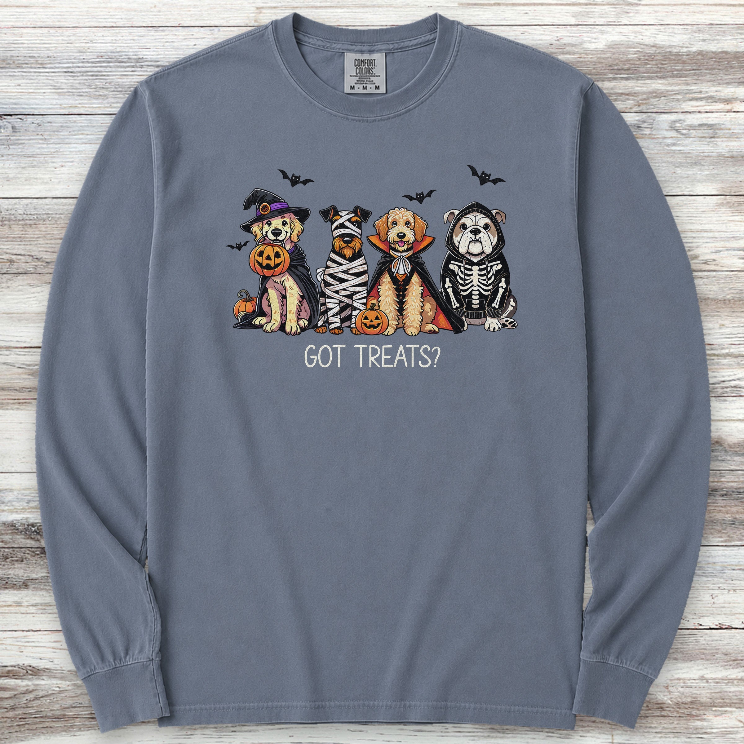 Halloween Got Treats Long Sleeve Tee - Blue Jean