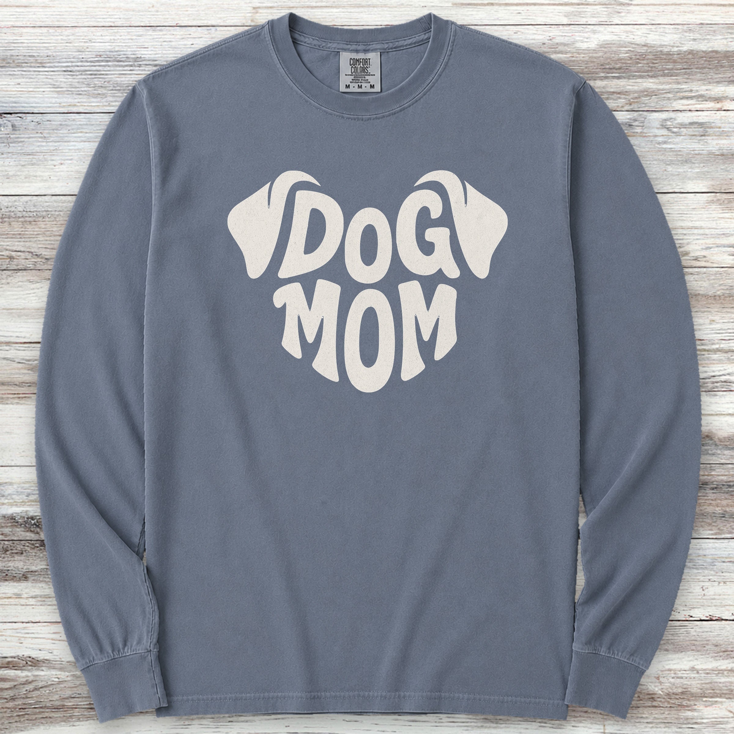 Dog Mom Ears Long Sleeve Tee - Blue Jean